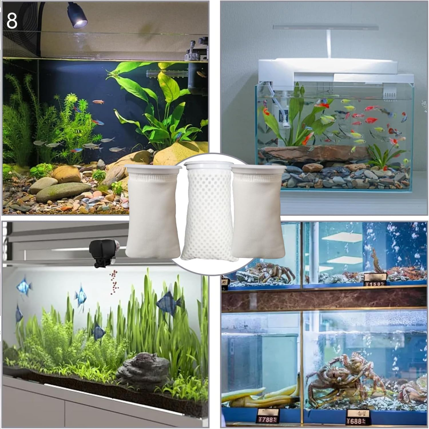 Aquarium Filter Sponge Mat, 2PCS Fish Tank Filter Sponge Pre-Filter Foam Roll Biochemical Reusable Filter Cotton Pad Cut to Fit Most Fish Tank Water Cleaning Supplies (C) image number 6