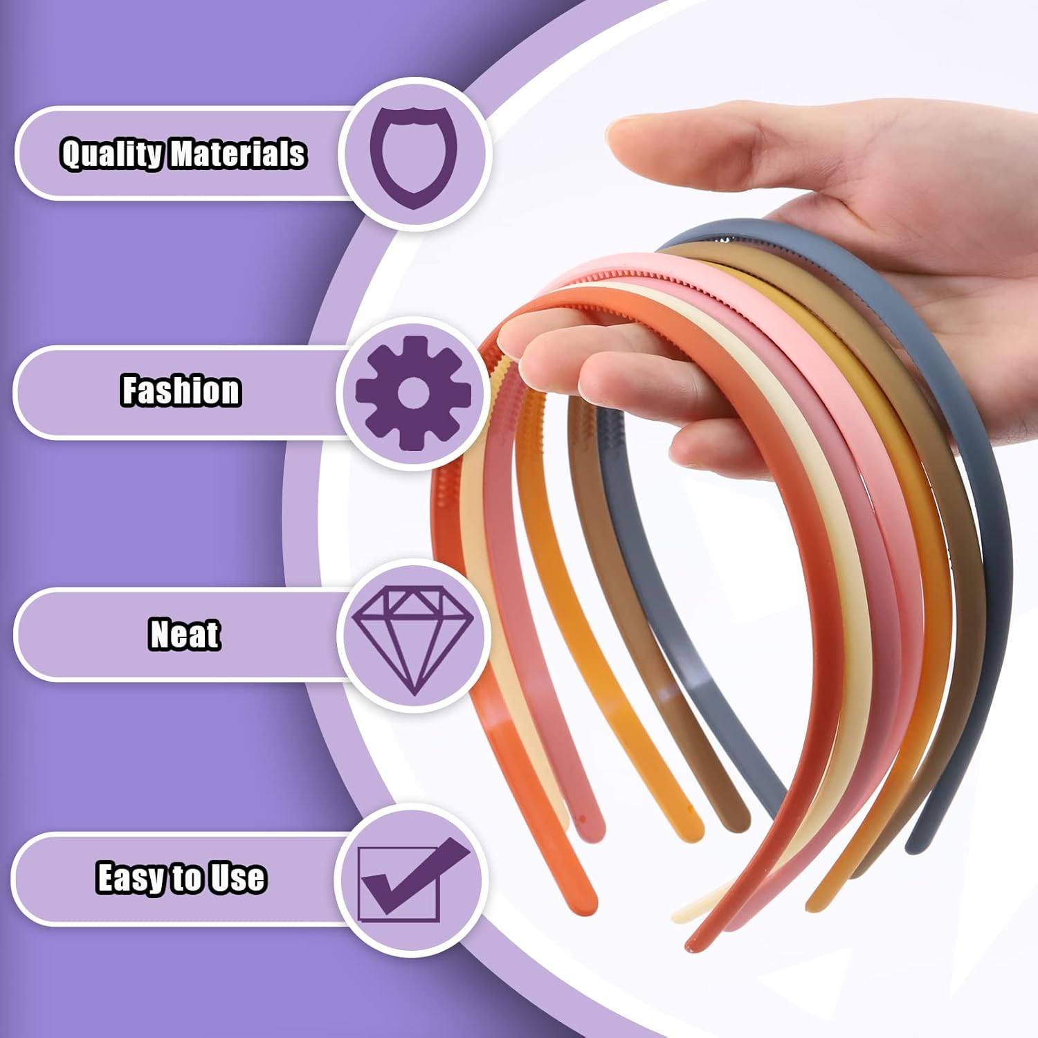 Swpeet 24Pcs 12 Colors Plastic Hairbands with Hair Loops Assortment Kit, Multi-Use Hair Bands Spring Hair Hoop Band Fashion Headbands Headwear Accessories for Sports, Outdoor image number 6