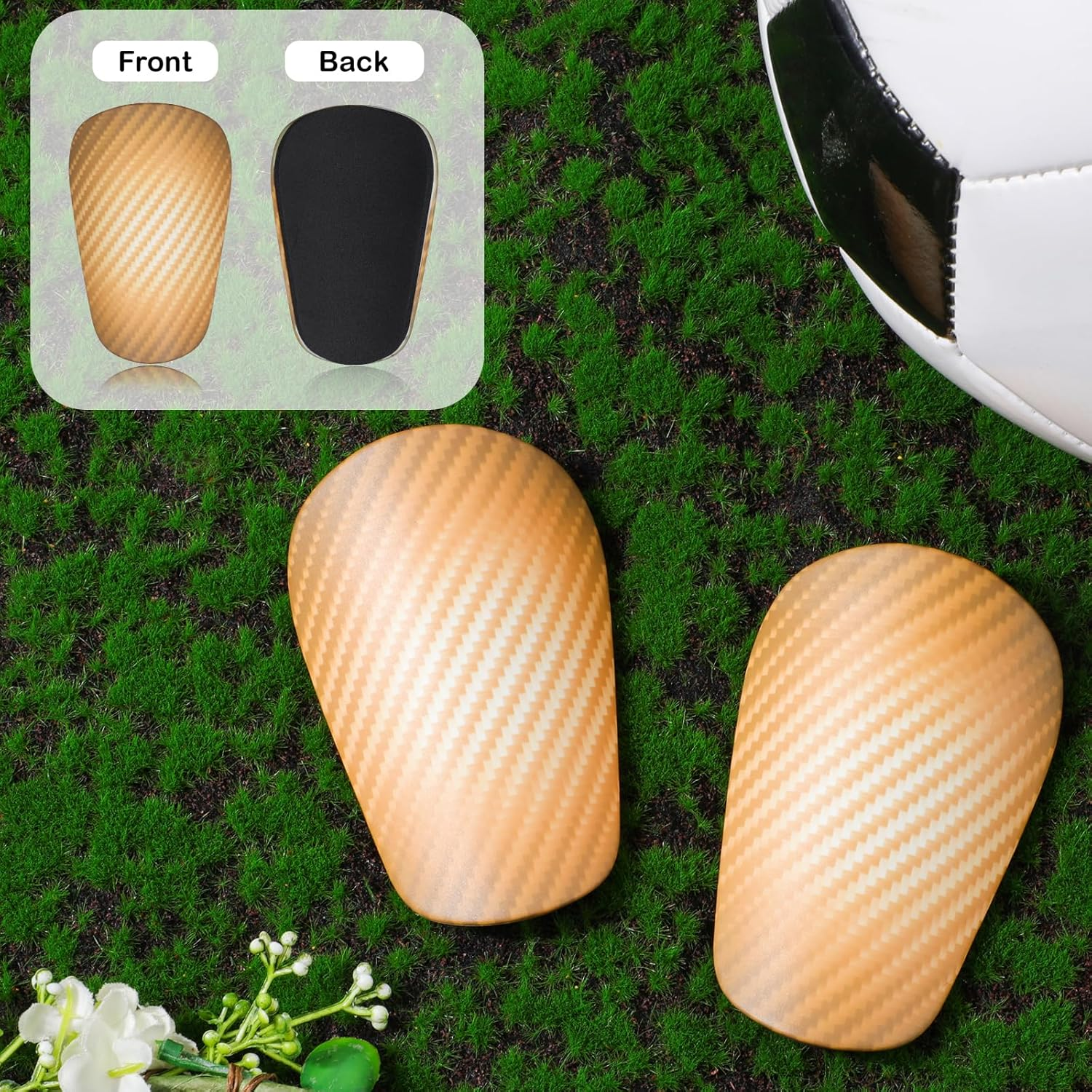 2Pcs Extra Mini Soccer Shin Guards, 3.94X2.36 Inch Miniature Football Shin Pads Small Shin Guards Youth & Adults Tiny Protective Equipment for Kids Boys Girls Women Men (Yellow) image number 2