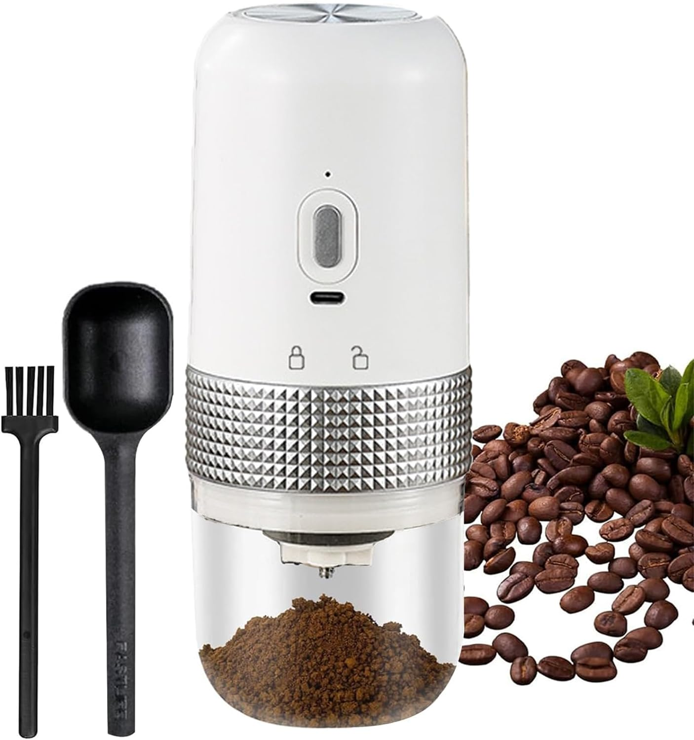 Electric Coffee Grinder - USB Rechargeable, 50G Capacity, Herb Grinder with Spoon, Multiple Grinding Settings for Beans, Spices - Home, Office, Travel, Shop Use image number 4