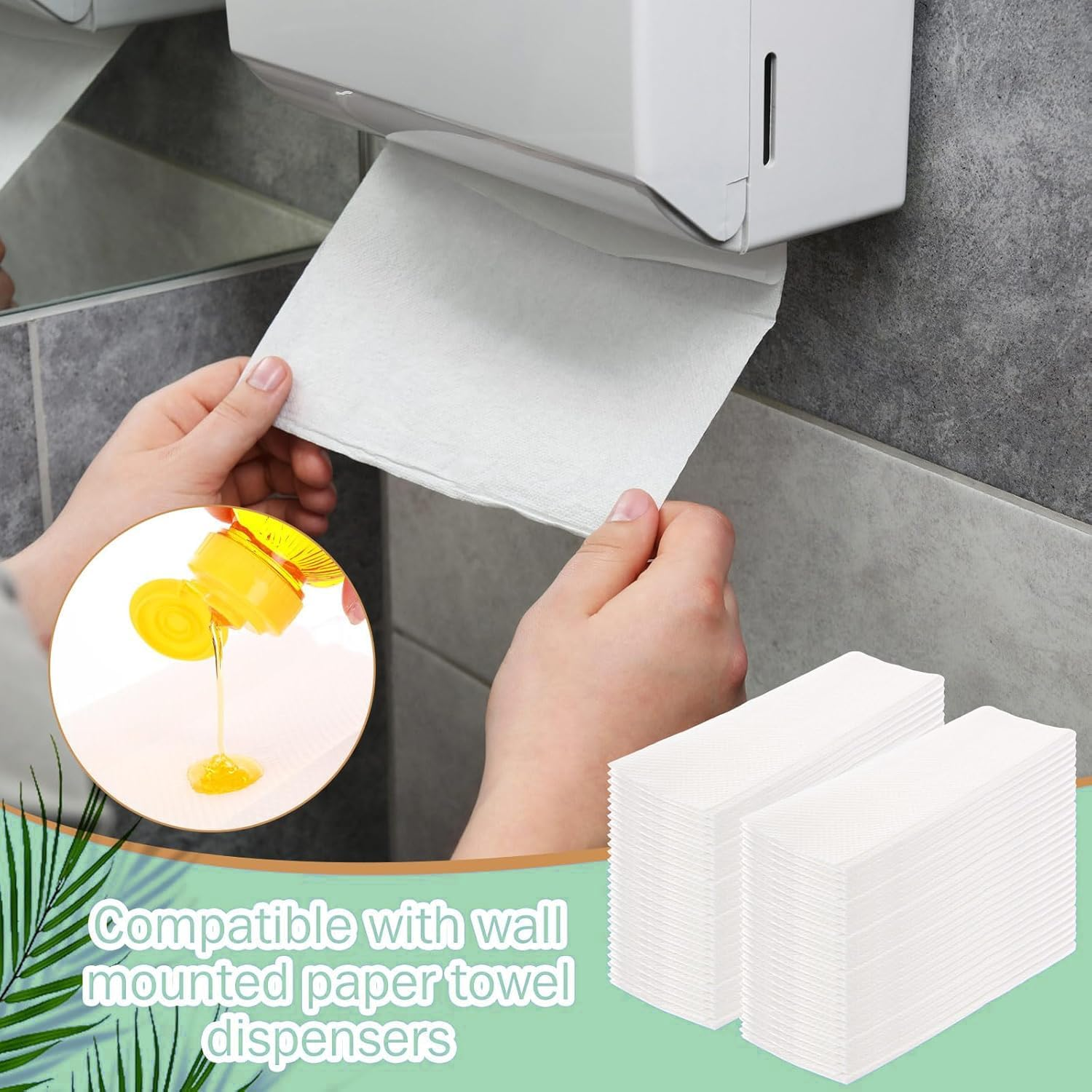 2 Ply Disposable Paper Hand Towel,Z Fold Strong White Soft Hand Towel 21&times;23Cm (1200 Total) image number 1