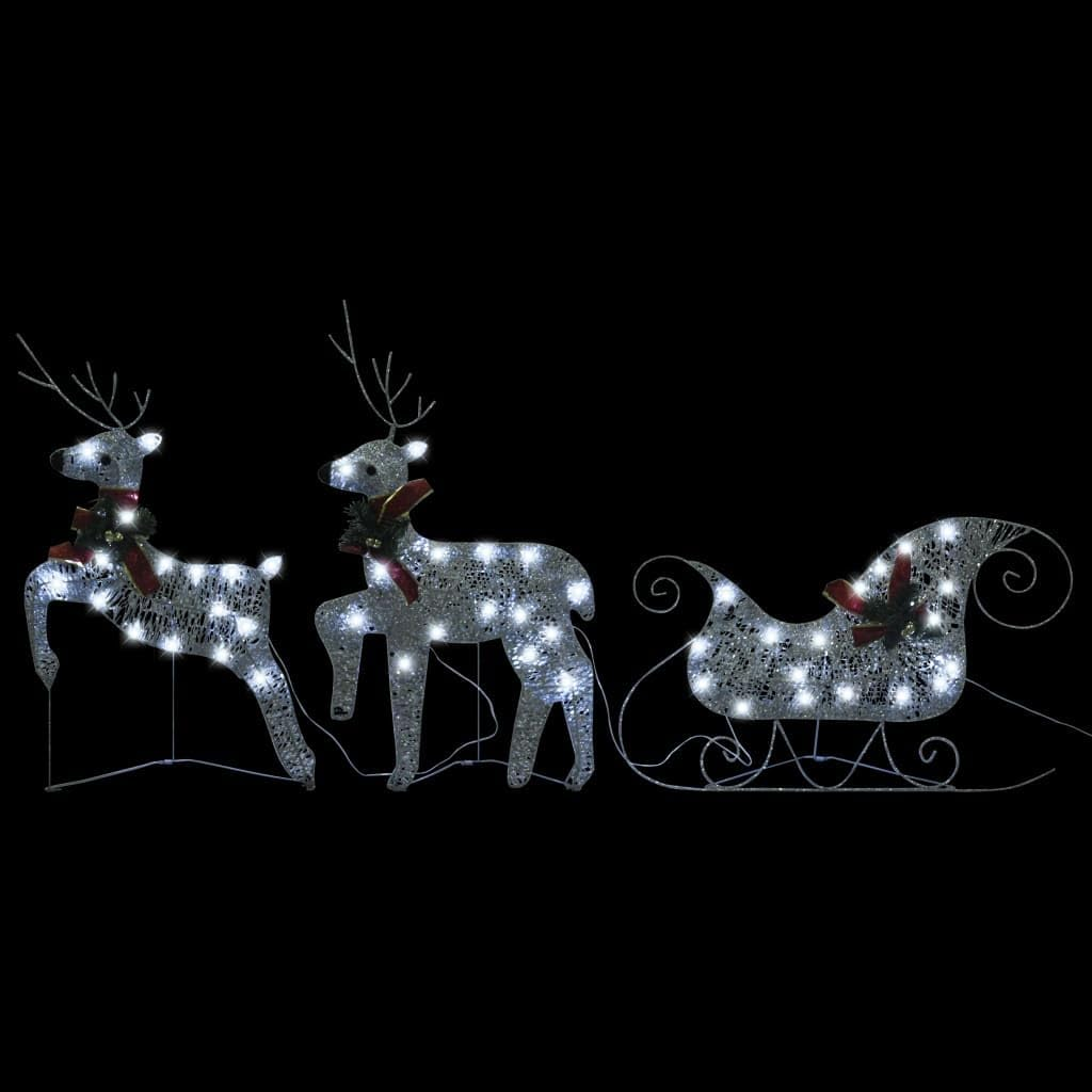 Christmas Reindeer, Xmas Light up Reindeer Outdoor Yard Christmas Decoration Reindeer & Sleigh Christmas Decoration 60 Leds Outdoor Silver image number 5