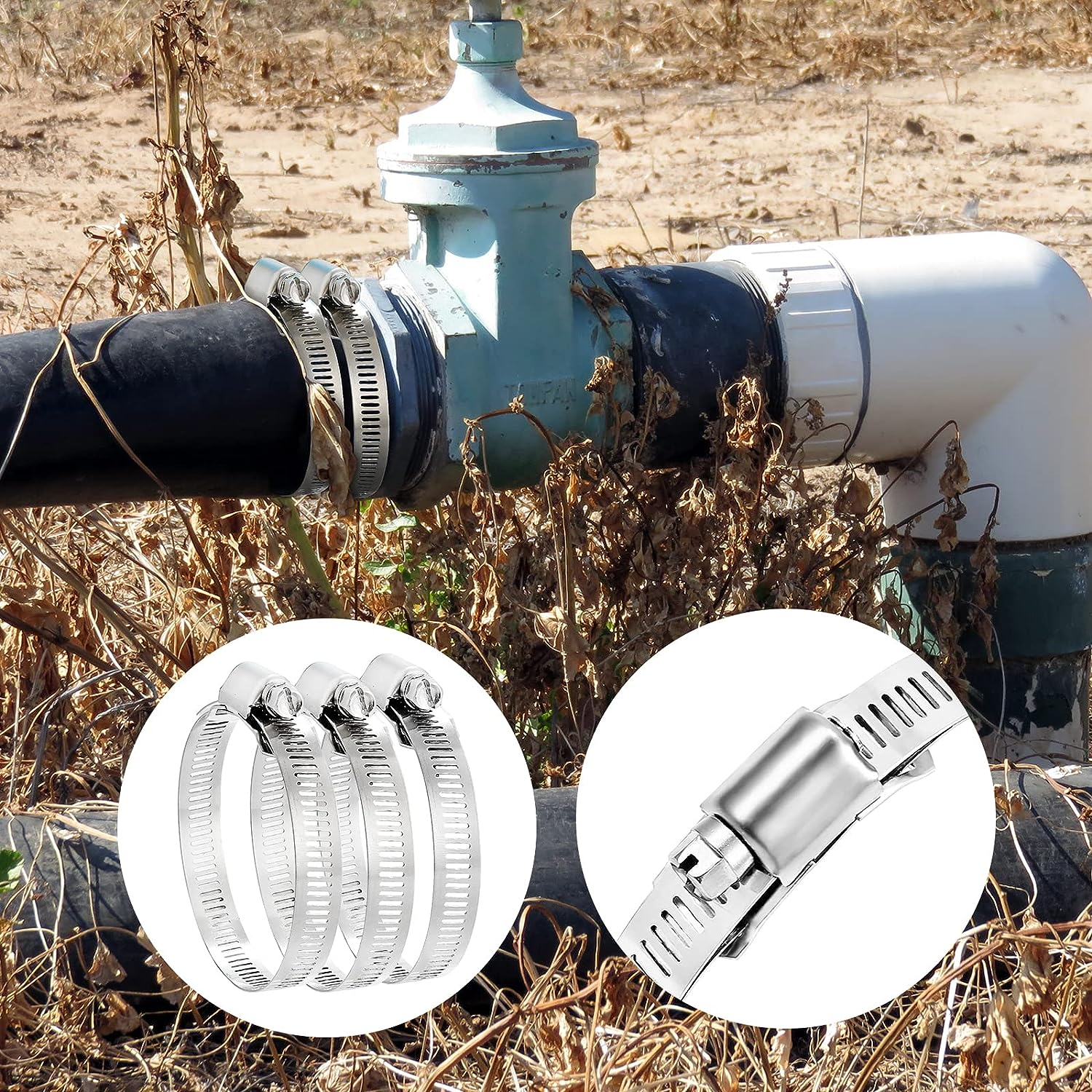 Hose Clamp, DIY 13 FT Metal Strapping with Holes + 8 Fasteners, Large Adjustable Worm Gear Hose Clamps Stainless Steel Pipe Clamps Band Clamp for Pipe Automotive Mechanical Applications image number 5