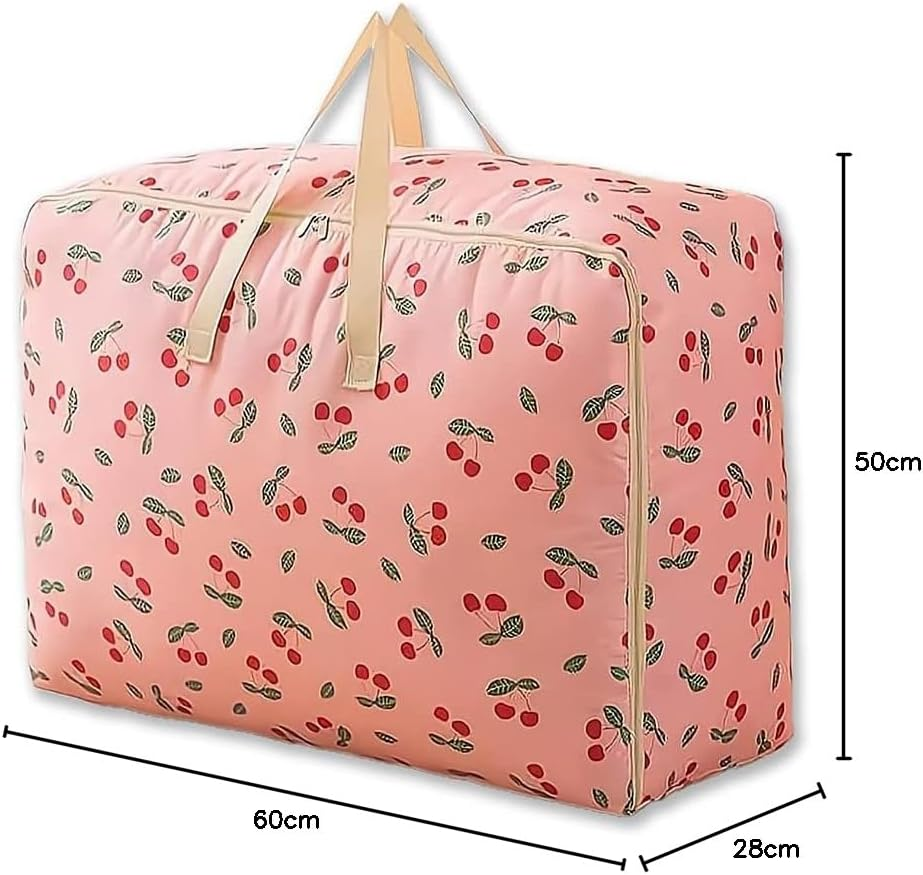 84L Large Moving Storage Bag with Zips - Bags for Moving House -Bedding Underbed Storage Bag - Big Storage Bag for Duvet, Laundry, Clothes,Quilt(Cherry) image number 1