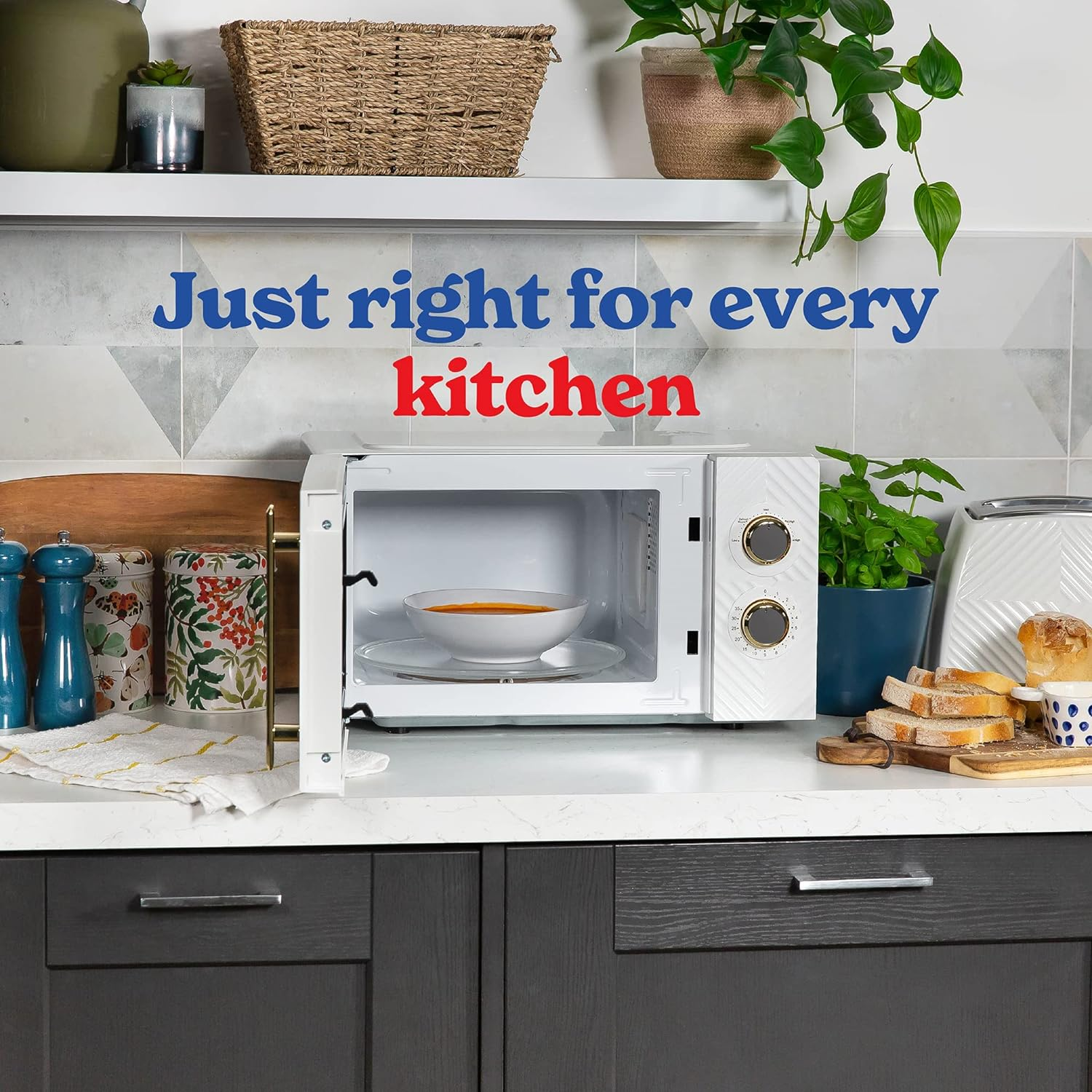 Russell Hobbs 17 Litre 700W White Solo Manual Microwave with Groove Design, 5 Power Levels, Integrated Timer and Defrost Function, Easy Clean RHMM723 - Grey image number 4