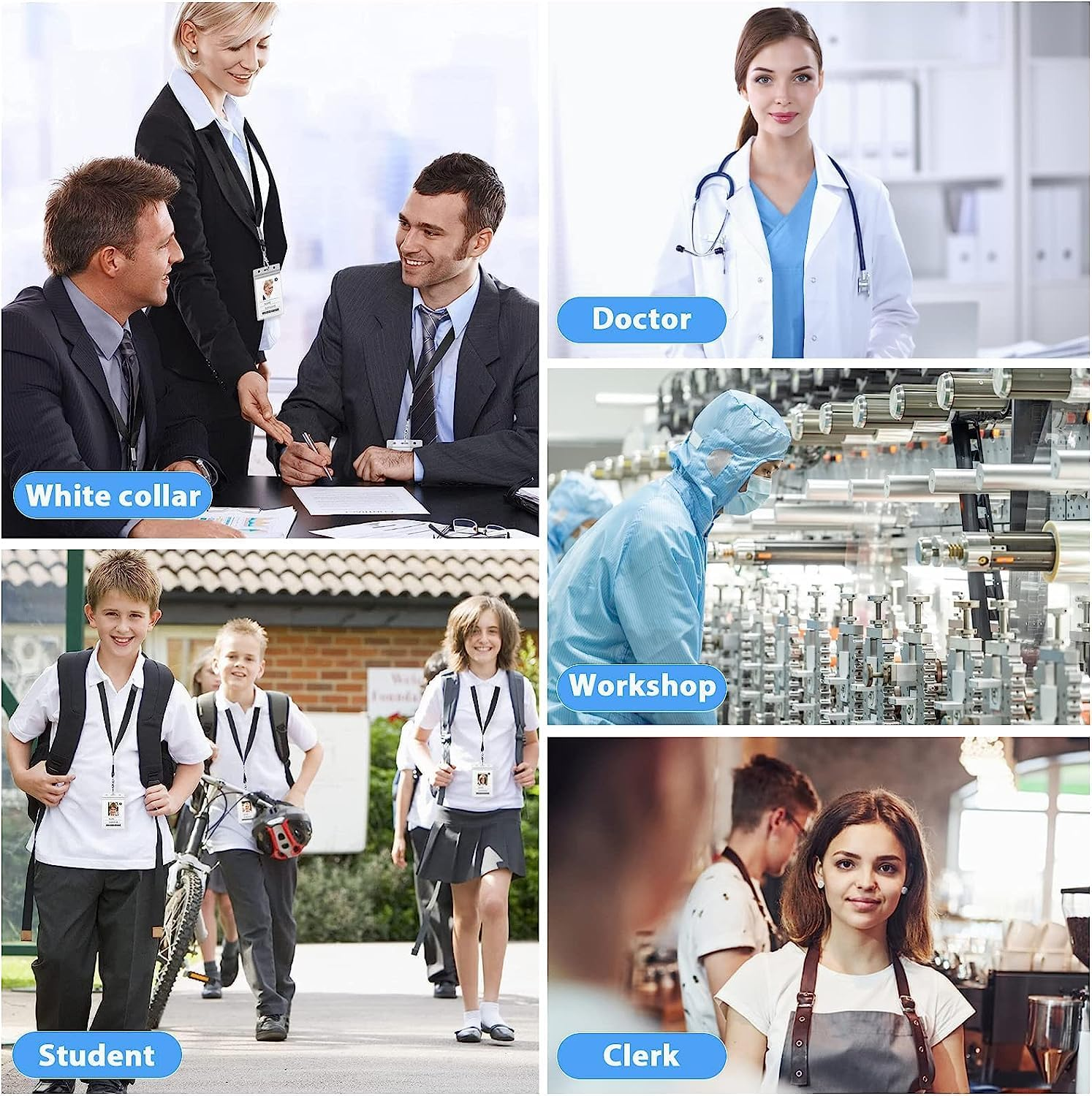 20Pcs Clear Plastic Heavy Duty Vertical Name Badge ID Card Holders,Plastic Tags Holders,Vertical Holder, Tag Holder with 20 Pcs Lanyards image number 3