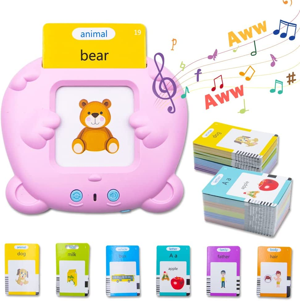 Talking Flash Cards TINY SPARK 255Pcs Toddler Flash Cards 510 Sight Words Learning Educational Toys Little Bear Shape for Kindergarten 1-10 Years Old (Pink Bear) image number 5
