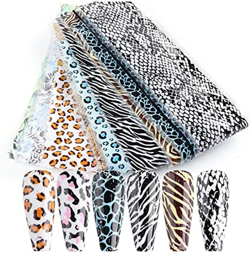 10 Styles Animal Prints Pattern Transfer Foil Sheet Set with Star Glue Nail Art Sticker Beauties Factory Kit Leopard Zebra Snake Peacock