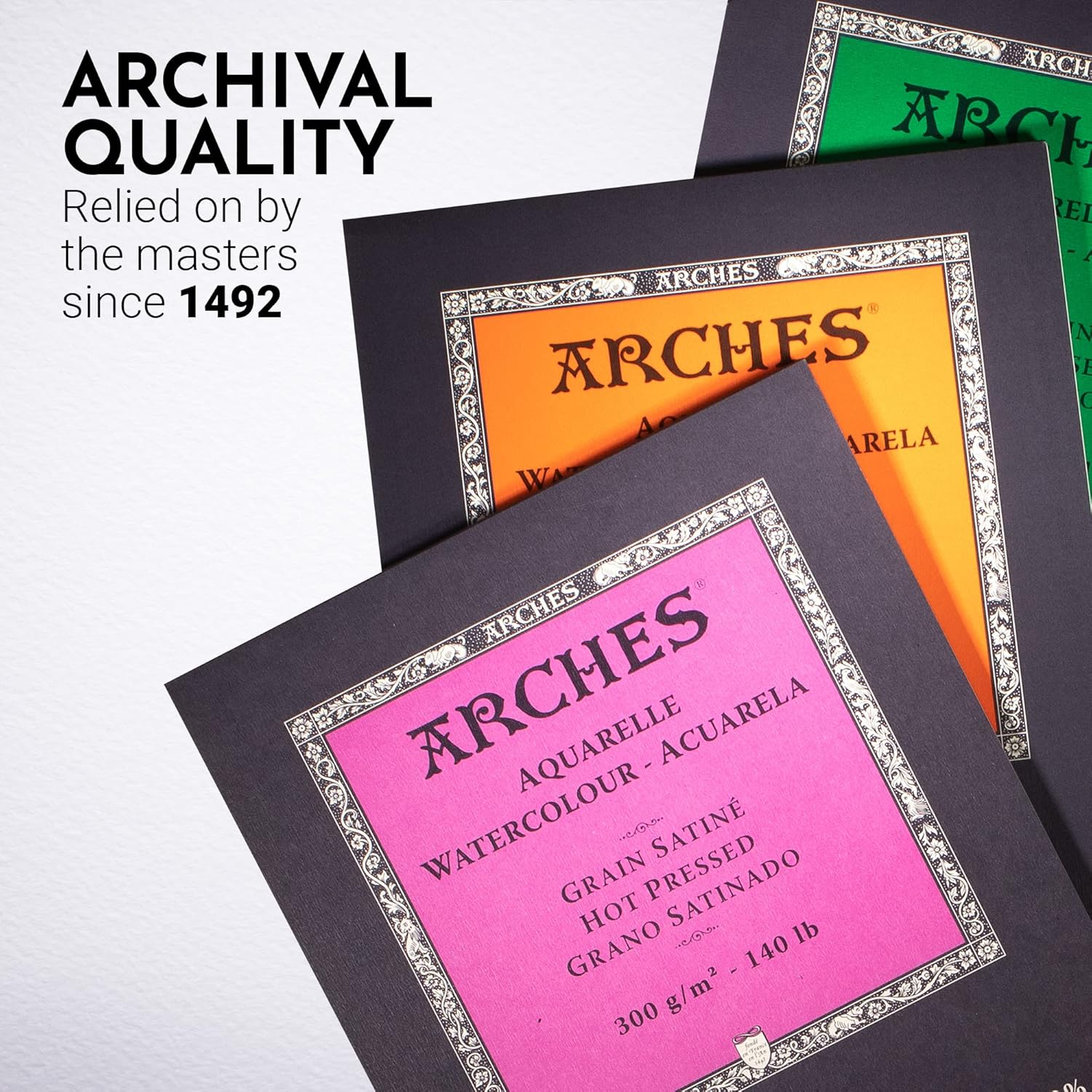 Arches Watercolor Pad 9X12-Inch Natural White 100% Cotton Paper - 12 Sheet Arches Hot Press Watercolor Paper 140 Lb Pad - Arches Art Paper for Watercolor Gouache Ink Acrylic and More image number 1