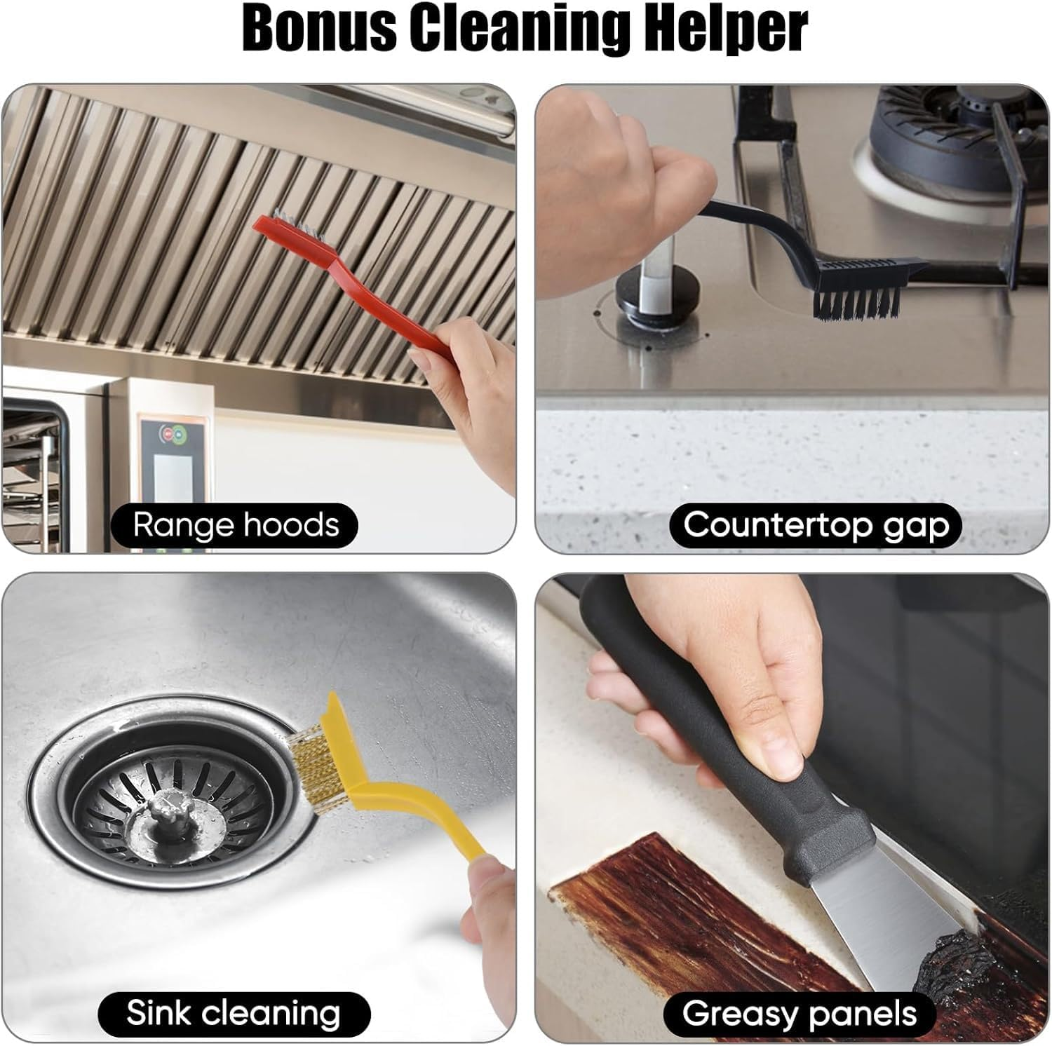 8Pcs Crevice Cleaning Brush Set - Hard Bristle Scrub Brush Kit for Bathroom & Kitchen, Multi-Surface Gap Cleaning Tools with Ergonomic Handle, Durable Cleaning Supplies for Tile/Window/Toilet image number 1