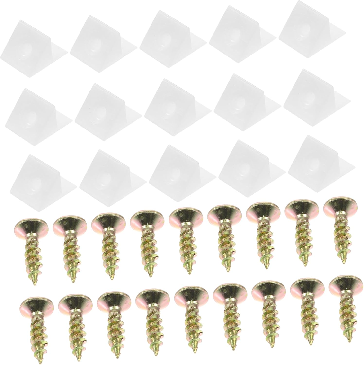 PLAFOPE 50Pcs 45&deg; Plastic Angle Corner Codes with 4X16 Rainbow Self-Tapping Screws Cabinet Bottom Wedges Drawer Repair Kit for Sagging Drawer Reinforcement and Shelf Support image number 3