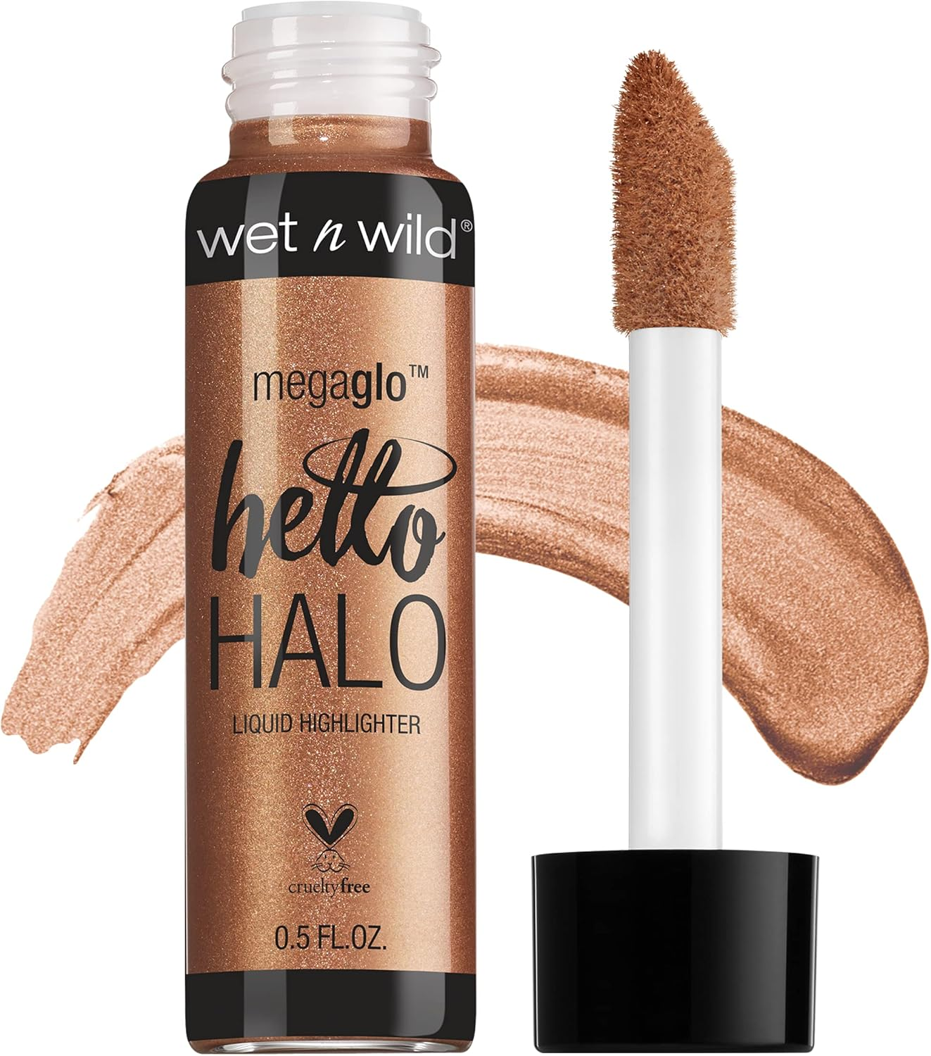 Wet N Wild Megaglo Hello Halo Liquid Highlighter Makeup, Shimmer, Rose Gold Halo, Goodbye
