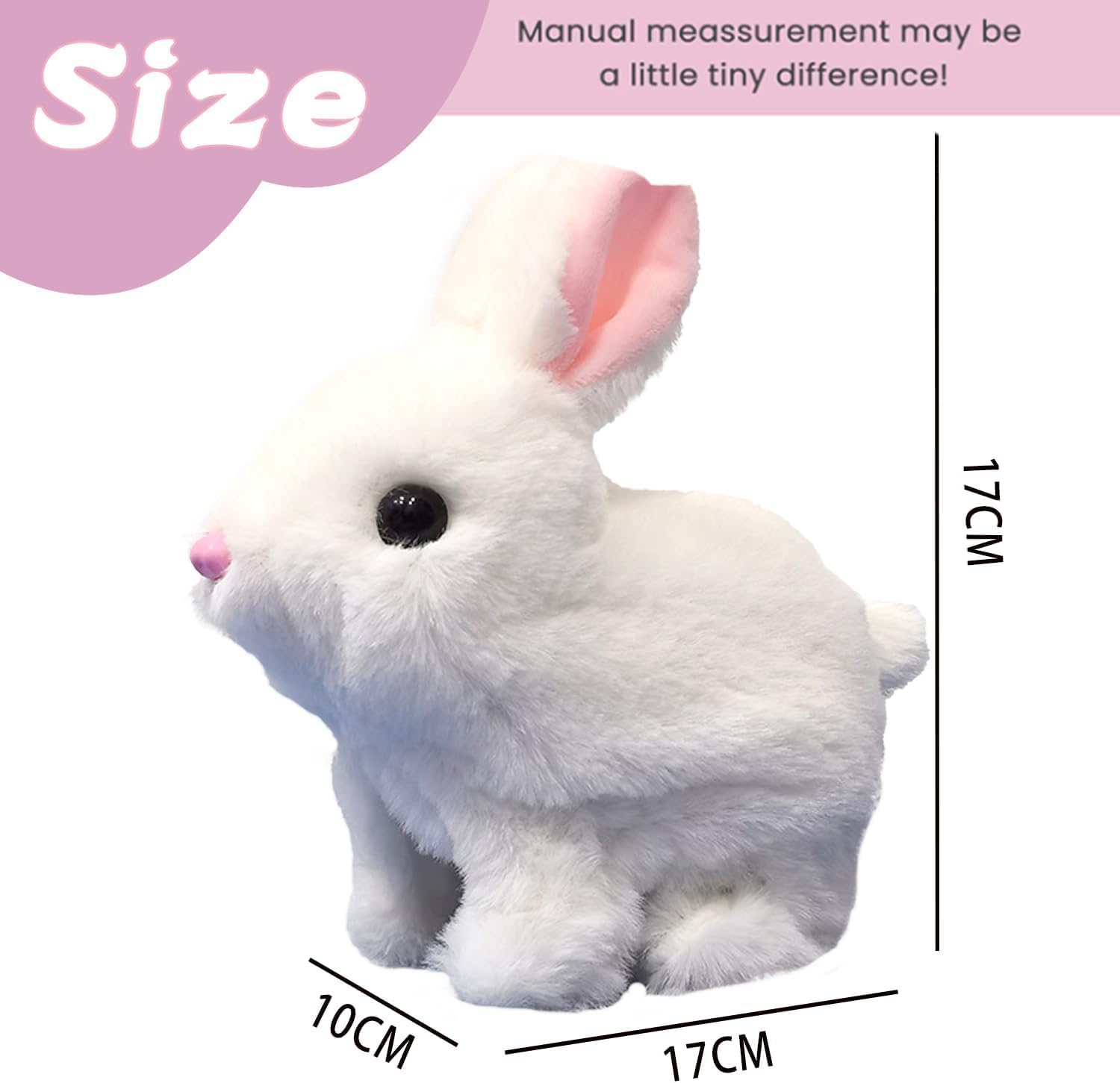 Plush Interactive Toy,Hopping Rabbit Interactive Electronic Pet Plush Bunny Toy with Sounds and Movements,Animated Walking Wiggle Ears Twitch Nose for Toddlers Birthday,Companion Animal for Kids image number 4