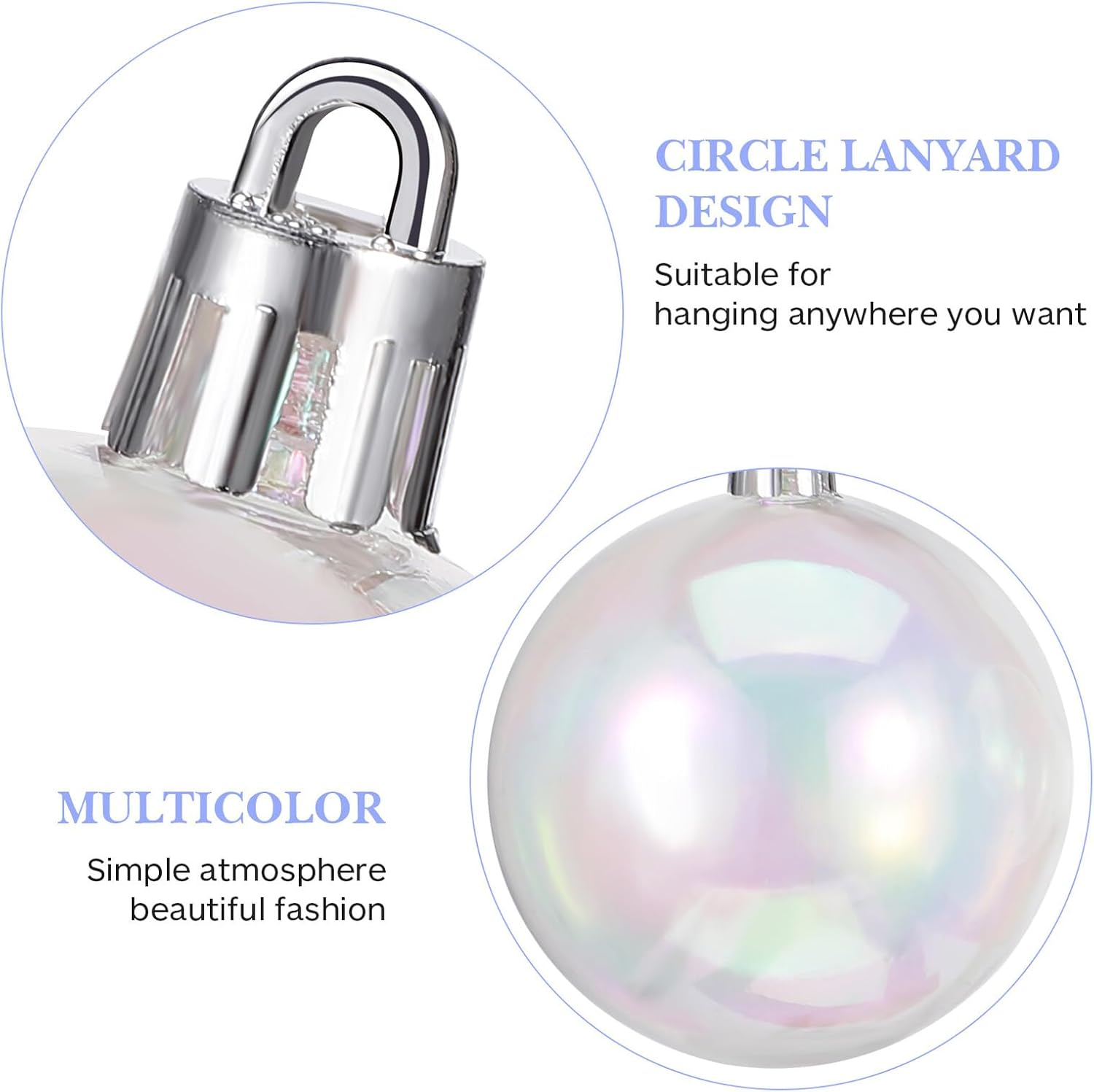 18Pcs Iridescent Christmas Baubles Set Includes 6 3Cm Balls and 4 Balls (4Cm 5Cm 6Cm) Plastic Hanging Ornaments for Tree Home Party Wedding Decorations image number 6