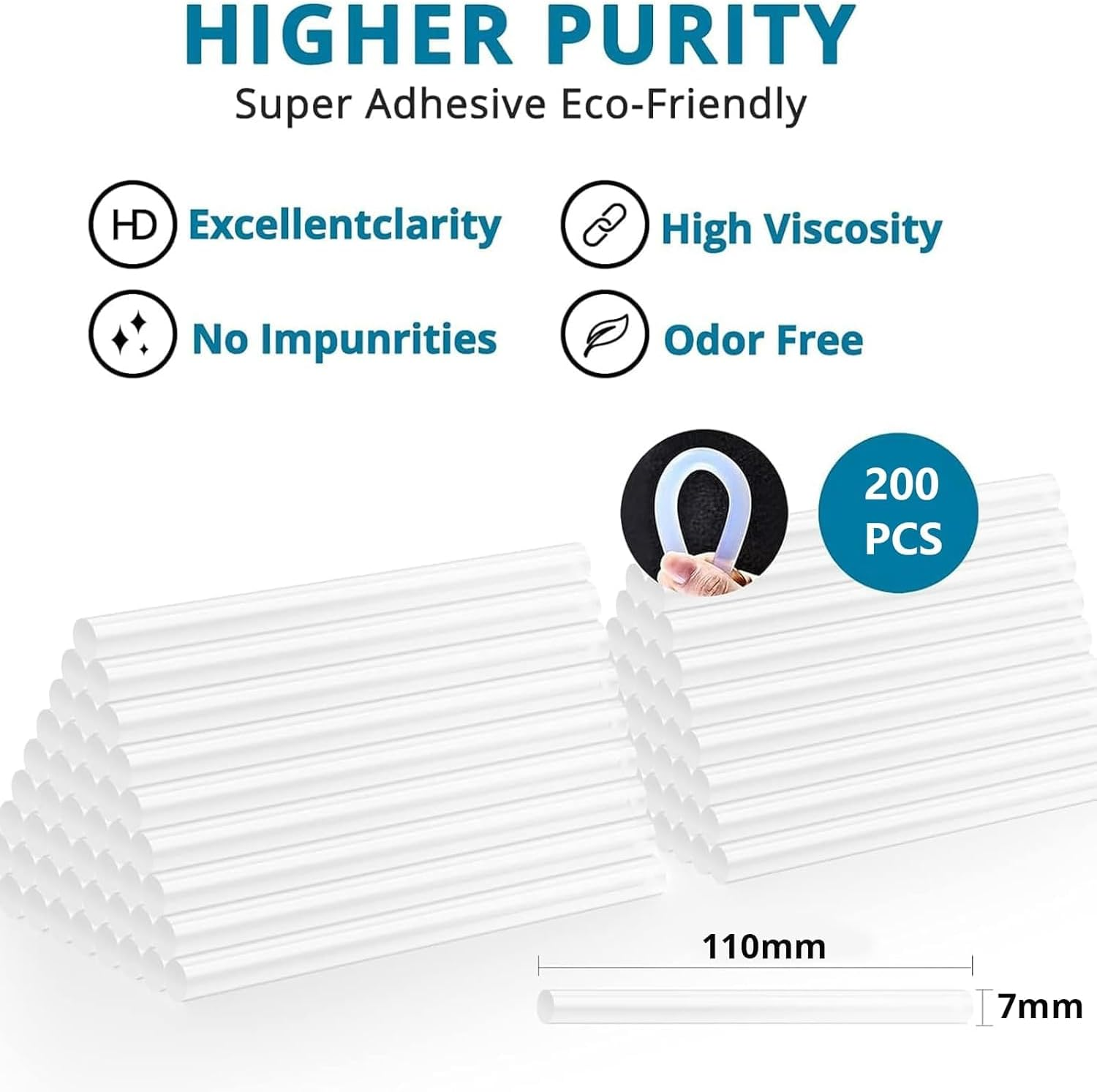 100 PCS Hot Glue Sticks, Mini Hot Glue Gun Sticks, Multipurpose Hot Melt Glue Gun Sticks for Kids Adults DIY Art Craft Sealing Repairing Decoration (10X0.7CM)