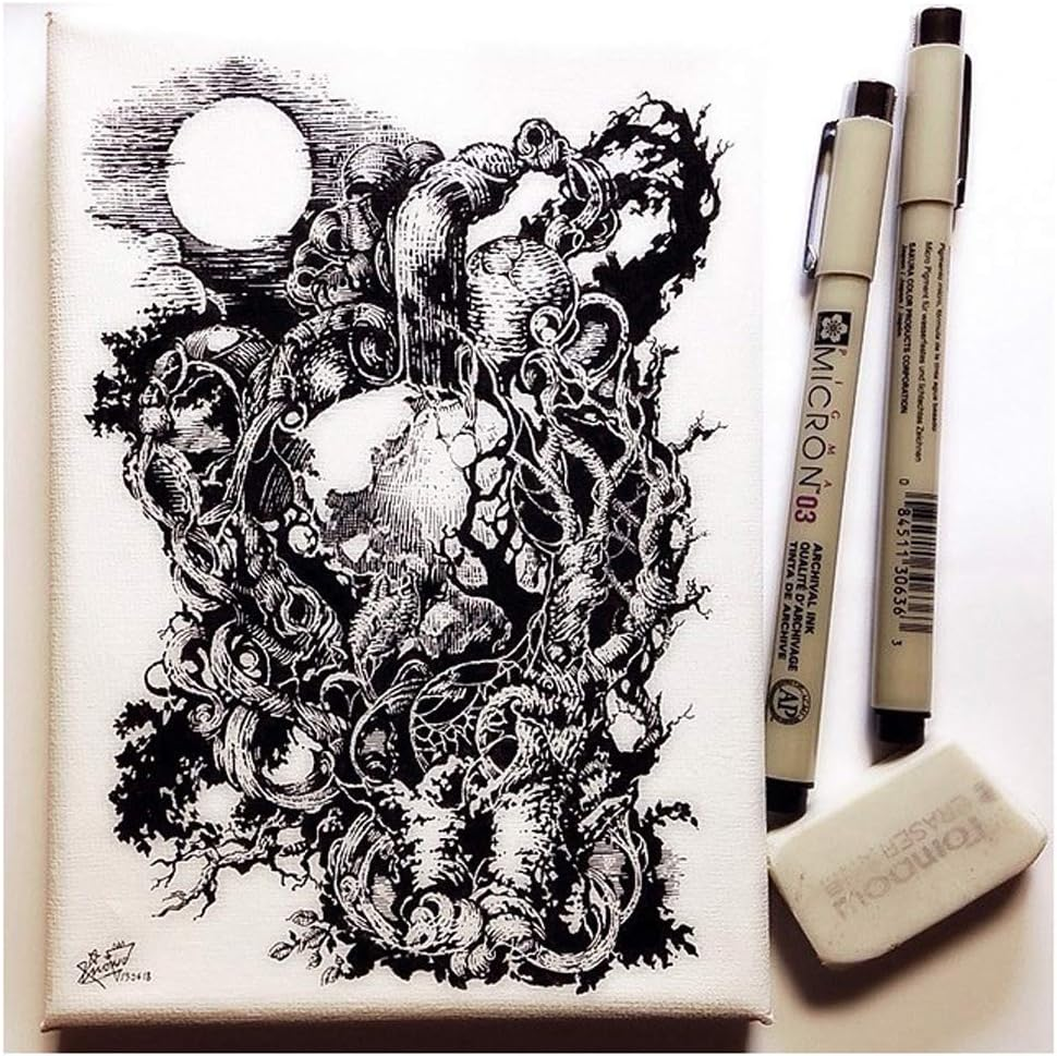 Sakura Pigma Micron Fineliners Pen High Light Soft Head Pen Manga Drawing- Assorted Color 8 Pens (Include Index Tape) 01-Assort Color image number 1