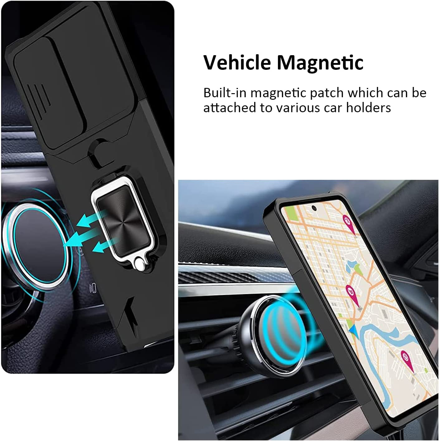 For Samsung Galaxy S23 Ultra Case, Areaphmet Galaxy S23 Ultra Case with [Card Holder] and Camera Cover with Built-In 360&deg; Rotate Ring Stand Magnetic Magnet Phone Cover Case for S23 Ultra 6.8"