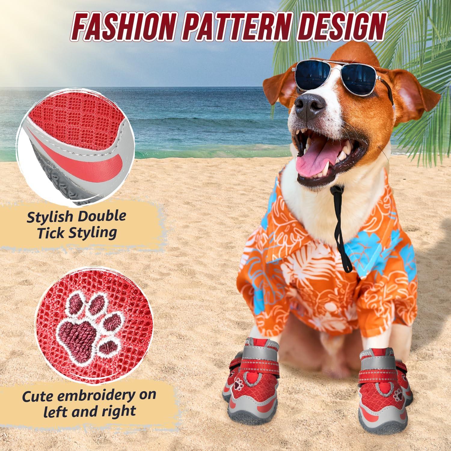 Slowton Dog Shoes for Summer Hot Pavement - Breathable Dog Boots for Large Small Medium Pet, Paw Protector for Outdoor Walking Hardwood Floor, Anti-Slip Rubber Booties for Winter Snow image number 1