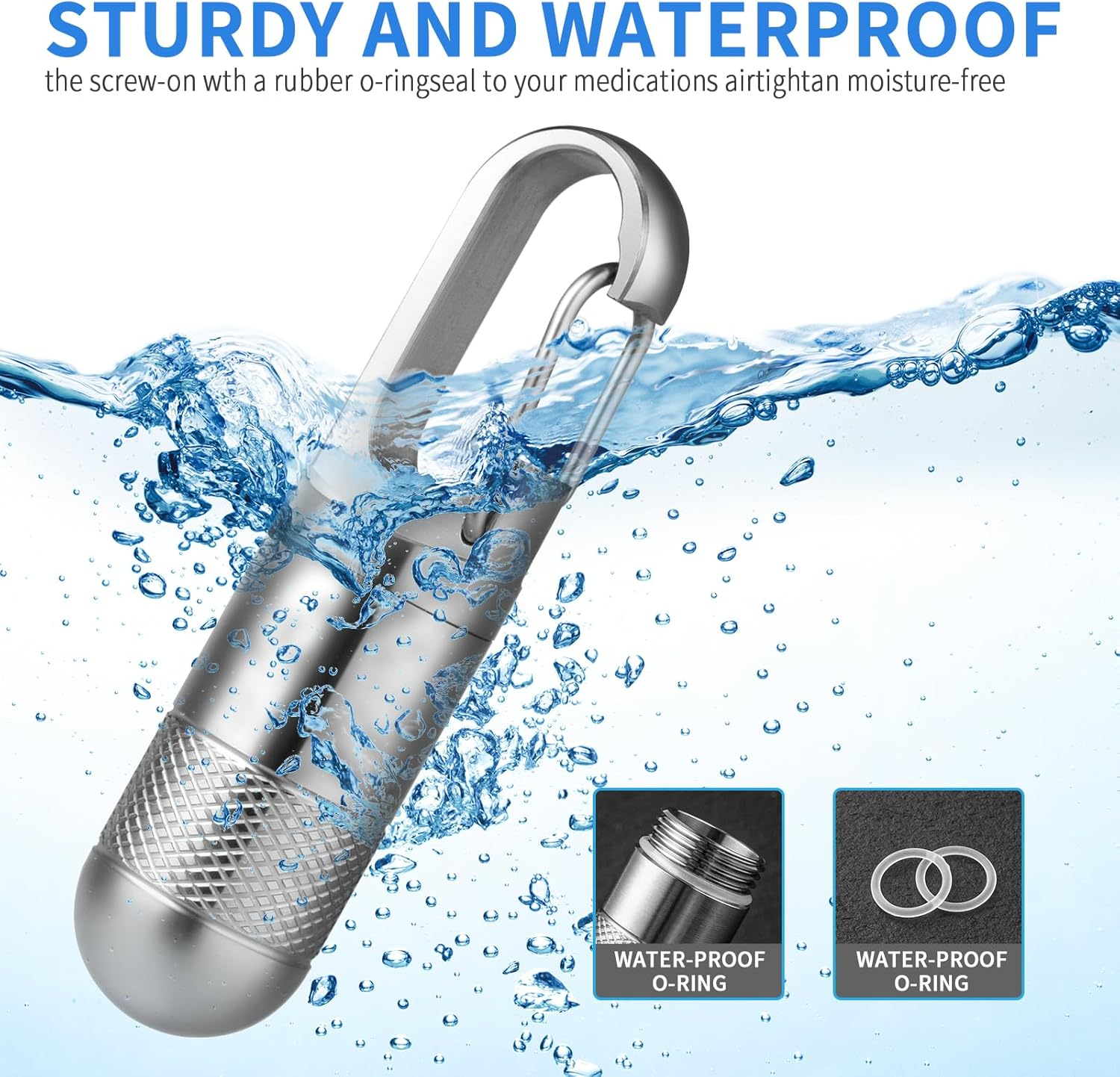 TISUR Small Titanium Pill Case, Keychain Pill Holder Travel Pill Box Container Multitool EDC Every Day Carry for Men (Gray Titanium Small - 1.06 Inch) image number 4