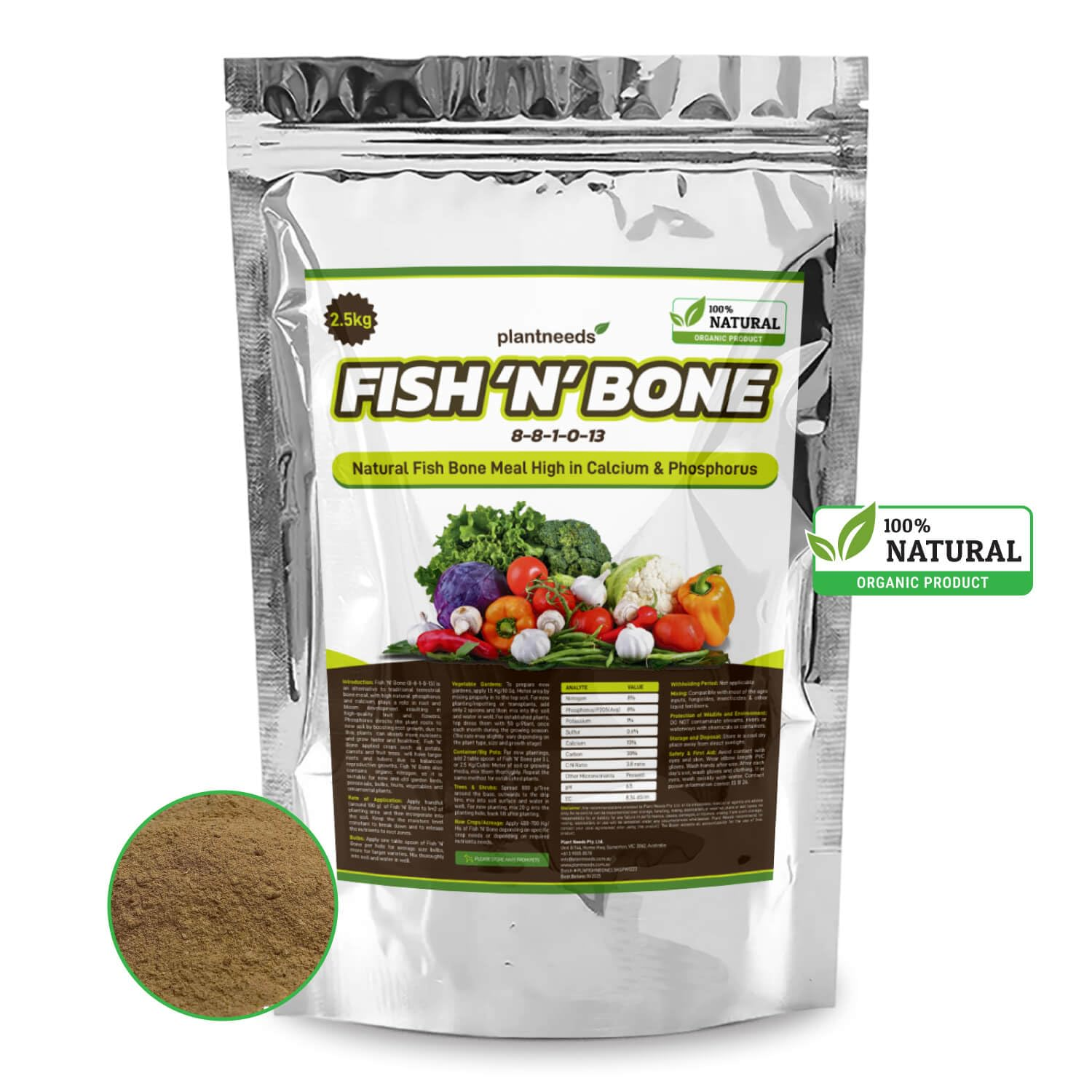 Plant Needs Fish N Bone 2.5 Kg Powder I 100 % Organic I Fish Bone Meal Fertilizer I 8-8-2-13 I image number 4