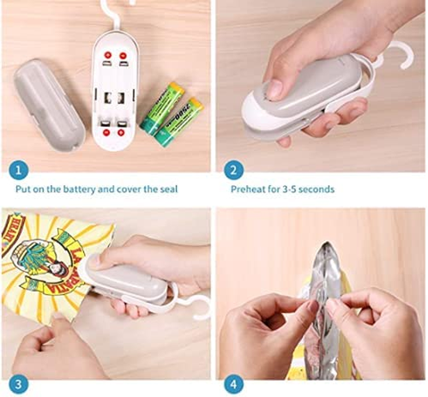 ZZX 2PACK Mini Bag Sealer, Portable Heat Vacuum Sealers Plastic Sealer, 2 in 1 Heat Seal and Cutter Mini Food Sealer for Plastic Bags Food Storage(Grey) image number 4