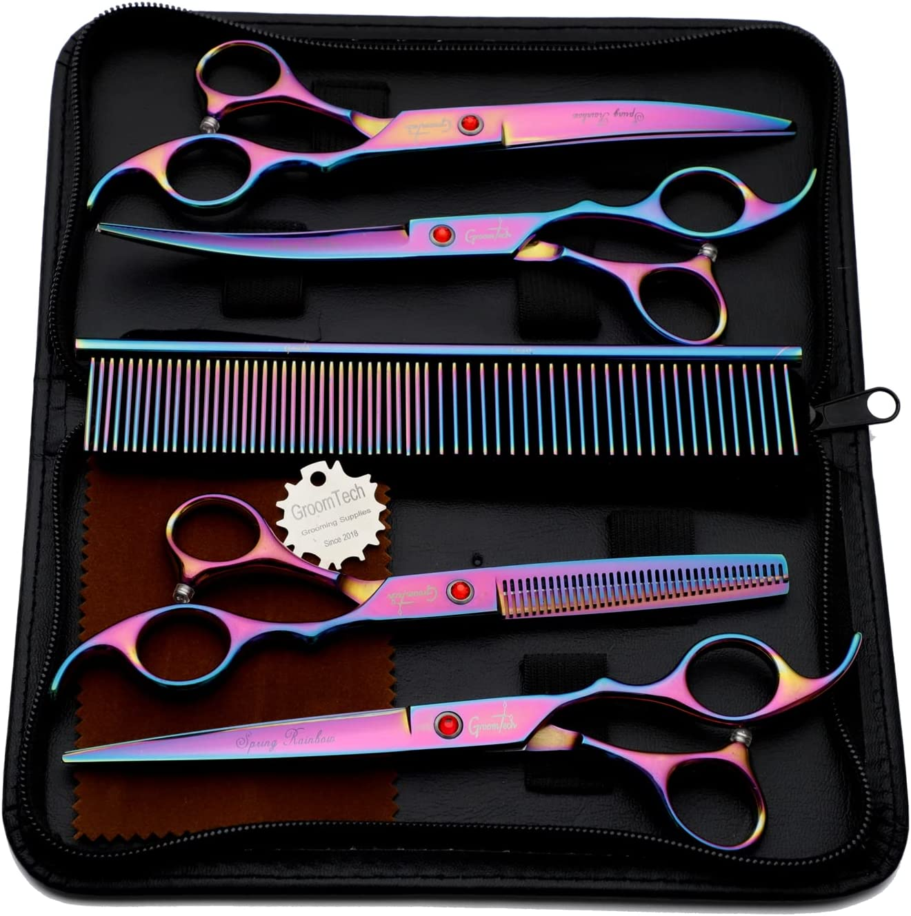 Spring Rainbow Pet Grooming Scissors Kit, Set of 4 with Comb image number 3