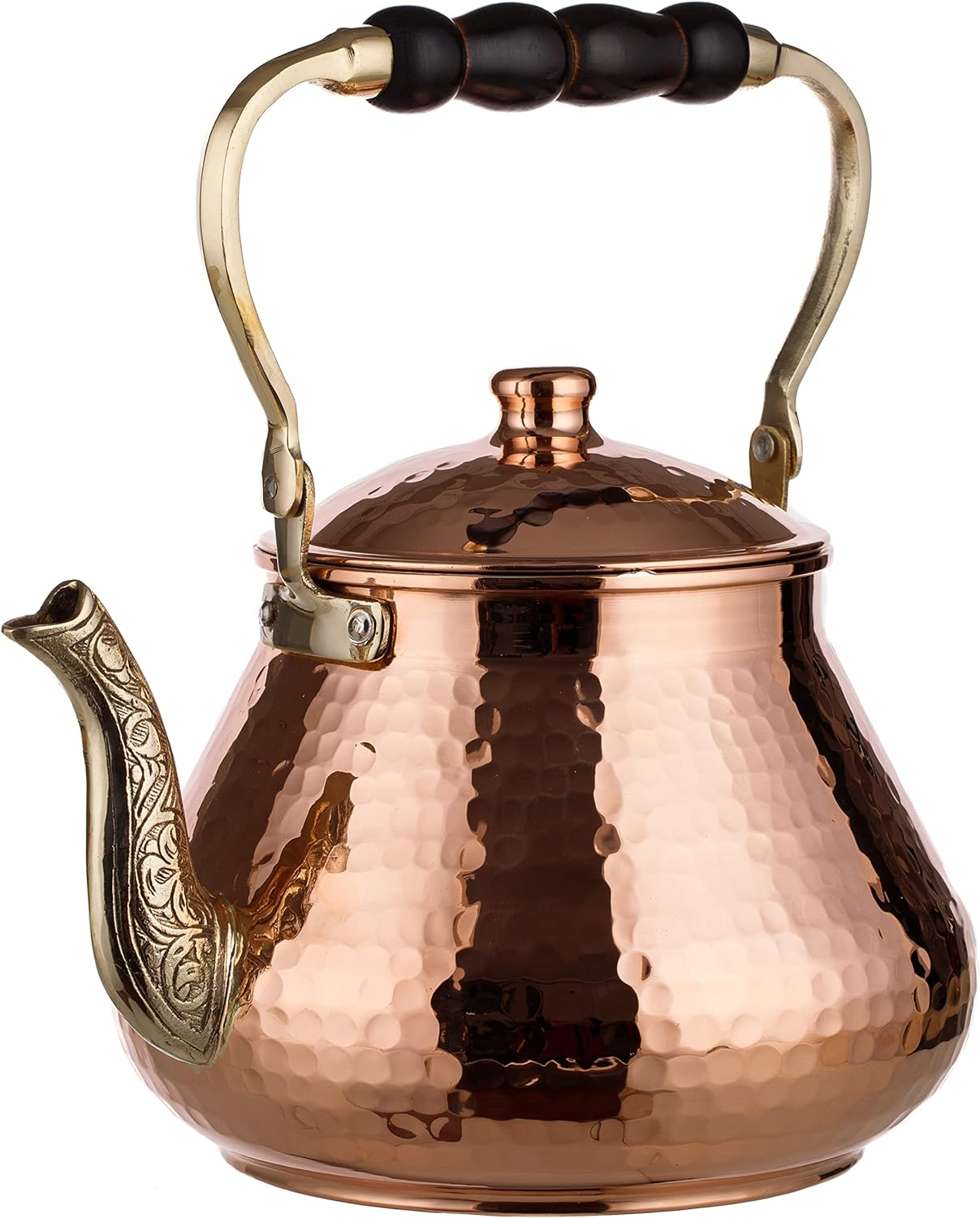DEMMEX 2019 Heavy Gauge 1Mm Thick Natural Handmade Turkish Copper Tea Pot Kettle Stovetop Teapot, Large 3.1 Qt - 2.75Lb (Copper) image number 5