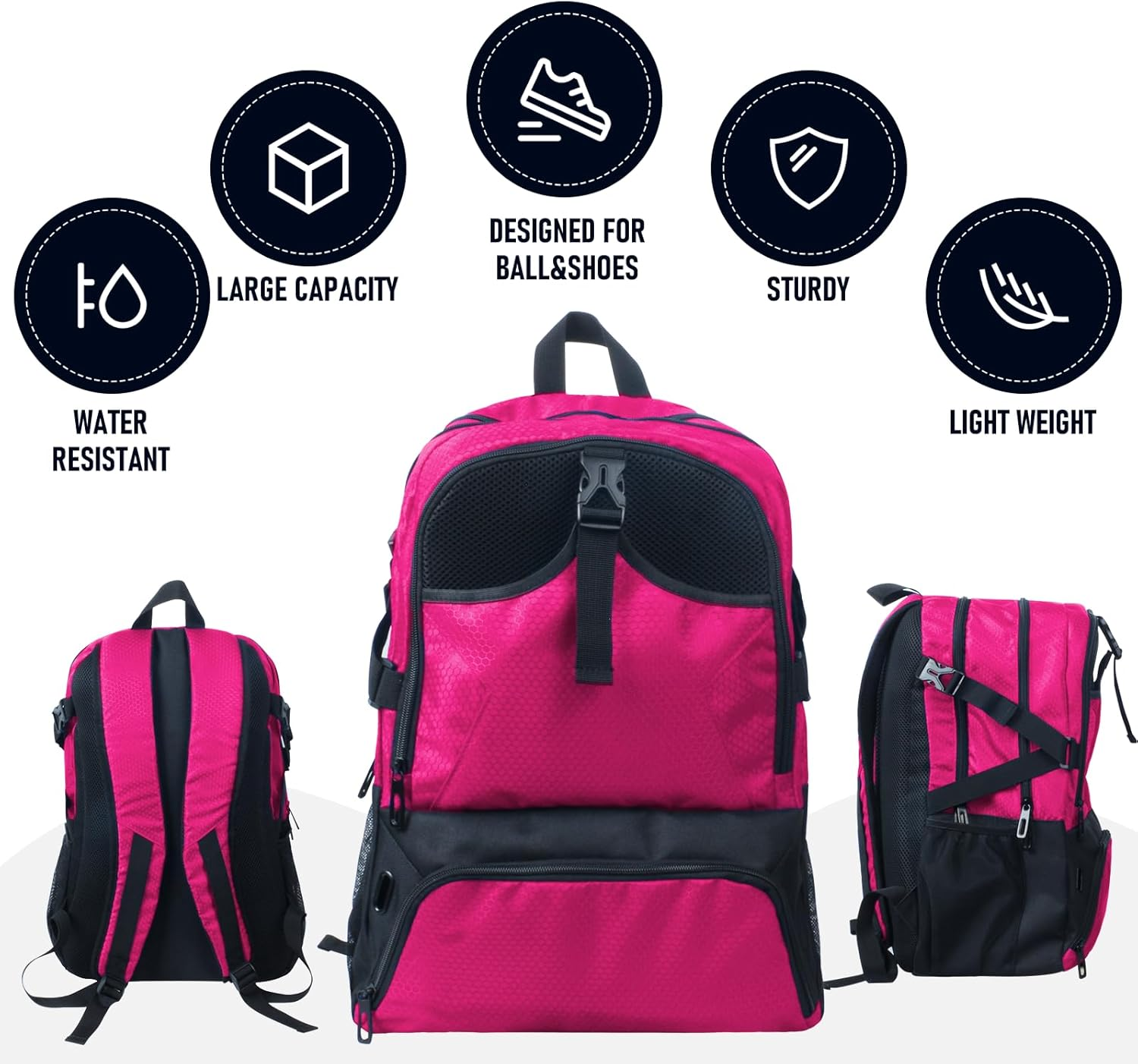 Basketball Backpack, Waterproof Basketball Bag with Large Shoe and Ball Compartment, Backpack for Women Men, Sports Equipment Bag for Soccer, Volleyball, Gym, Outdoor, Travel, 30L