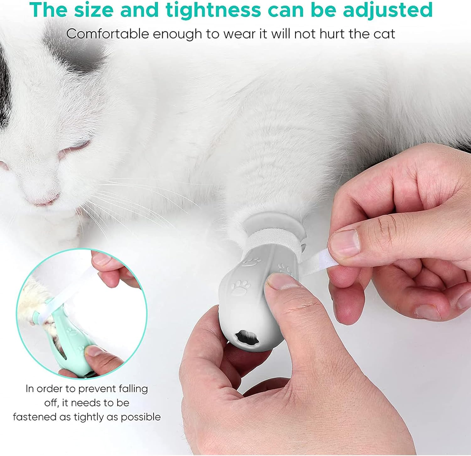 Cat Scratch Cover for Nursing Rehabilitation Cat Boots for Cats Only, Adjustable Cat Bathing Gloves,Silicone Cat Claw Covers (Grey) image number 2