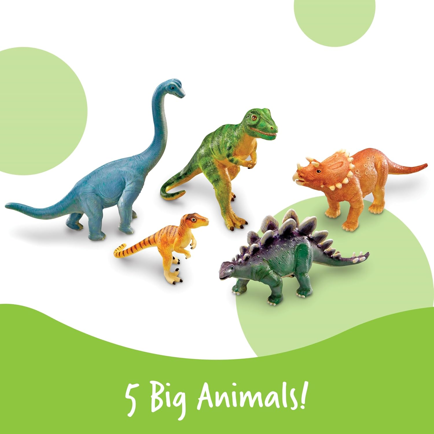 Learning Resources Jumbo Dinosaurs I T-Rex, Brachiosaurus, Stegosaurus, Triceratops, and Raptor, Dinosaur Toys, I 5 Pieces, Ages 3+