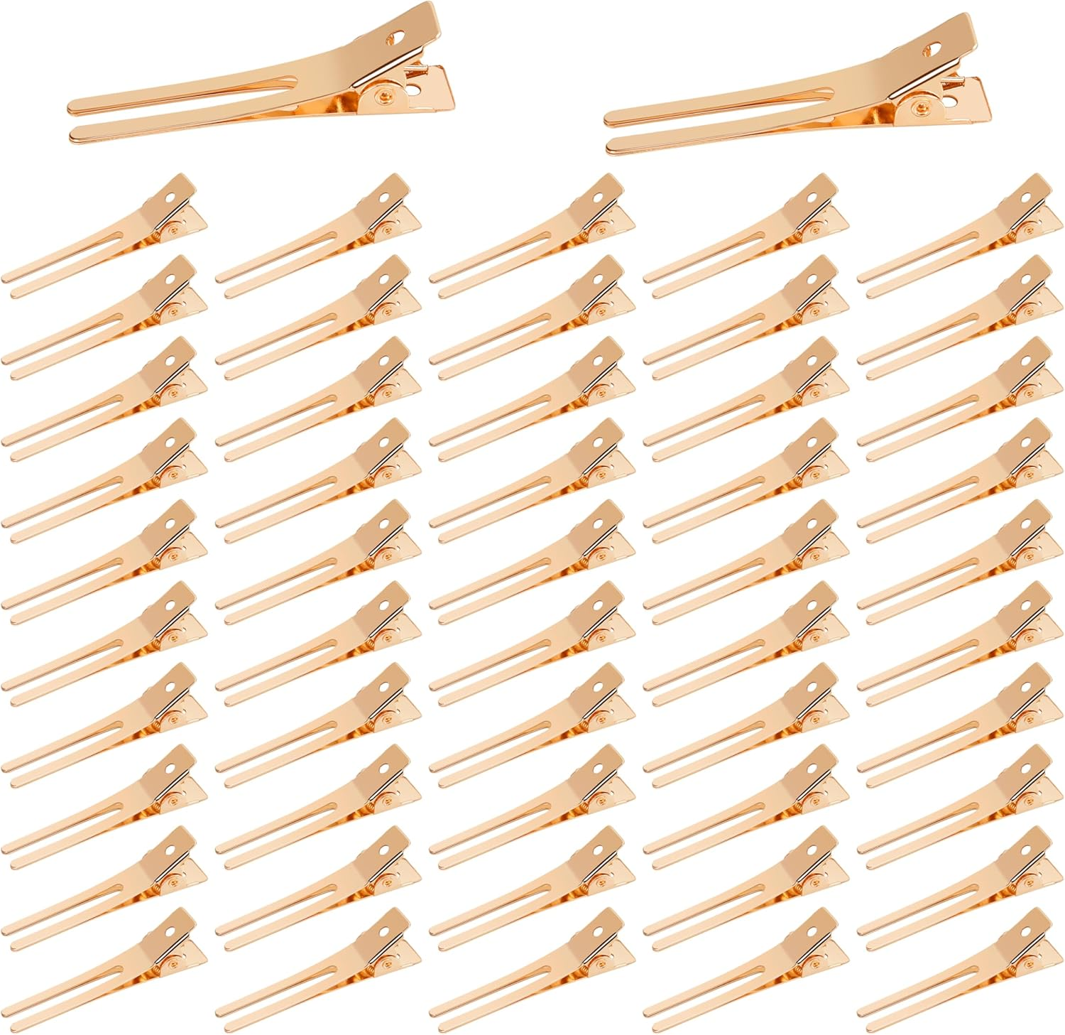 50Pcs Hairdressing Double Prong Curl Clips, 1.8Inch Curl Setting Section Hair Clips Metal Alligator Clips Hairpins for Hair Bow Great Pin Curl Clip Styling Clips for Hair Salon Barber (Silver)