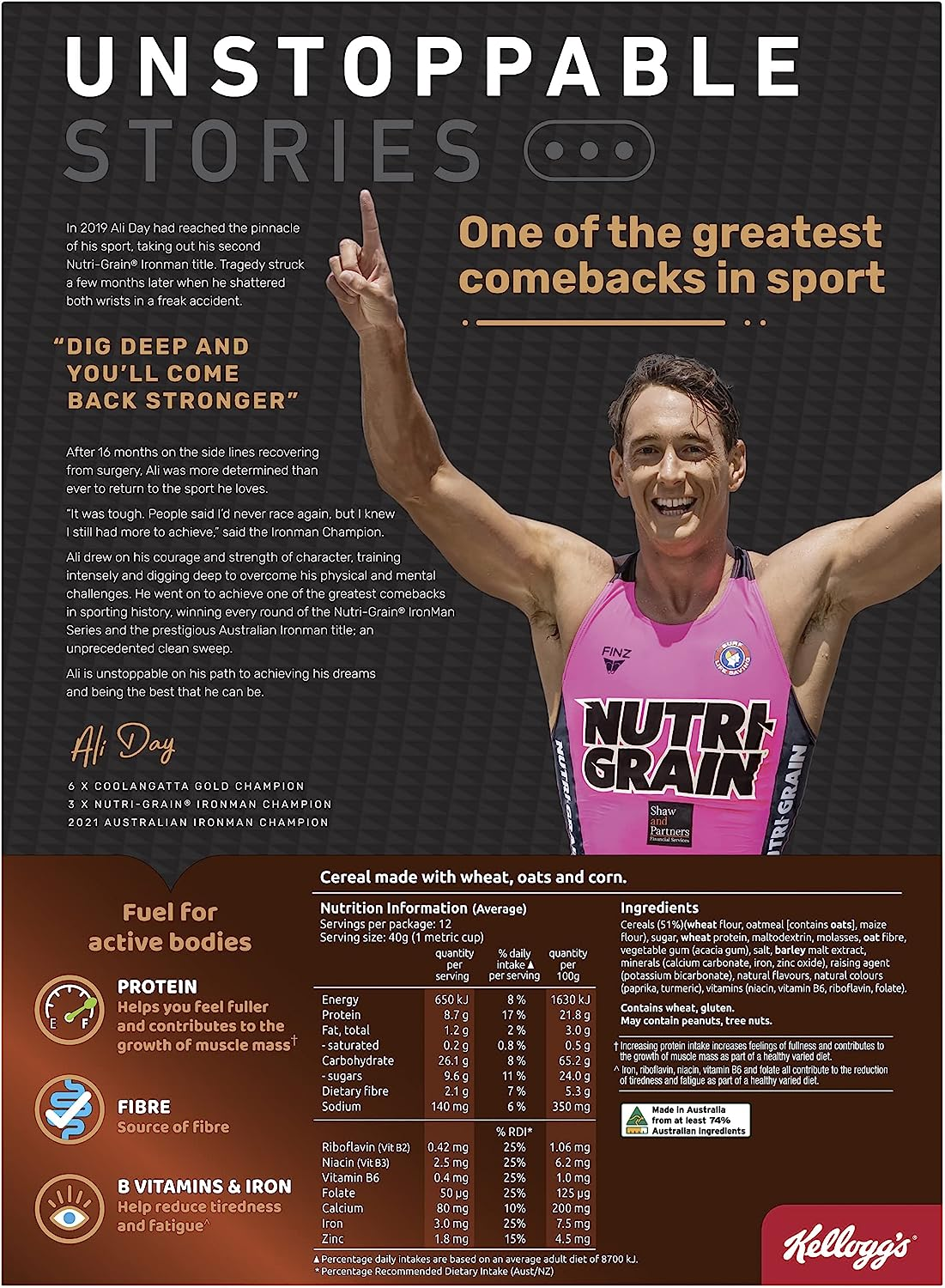 Kellogg'S Nutri-Grain Protein Breakfast Cereal, 500G image number 1