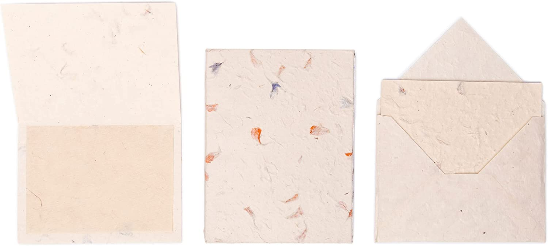 HIMALAYAN BAZAAR Lokta Paper Greeting Cards and Envelope Set - Ecofriendly Stationary Blank Note Cards | All Occasion Greeting Cards | Handmade in Nepal image number 6