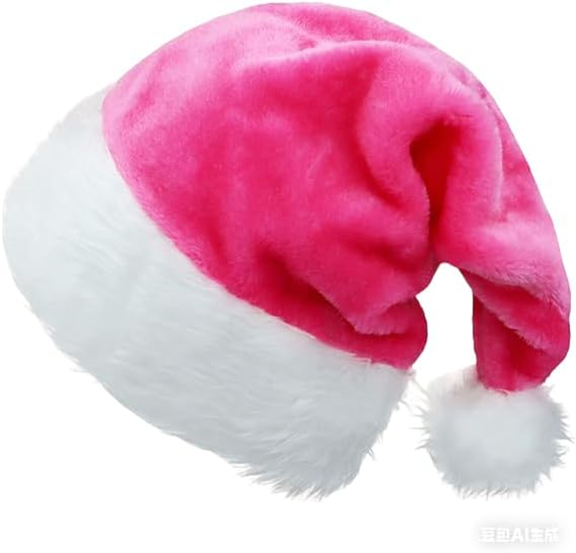 18 Inch Christmas Hats for Adults Christmas Headwear Fluffy Santa Hat for Women Men Xmas Holiday New Year Party