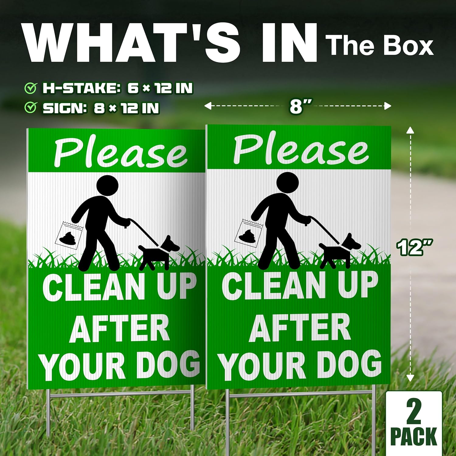 2 Pcs Clean up after Your Dog Signs - DOUBLE SIDED 8" X 12" No Dog Poop Signs for Yard Plastic - Curb Your Dog Sign - Pick up after Your Dog Sign - No Dog Poop Signs for Yard - Dog Signs No Pooping image number 6