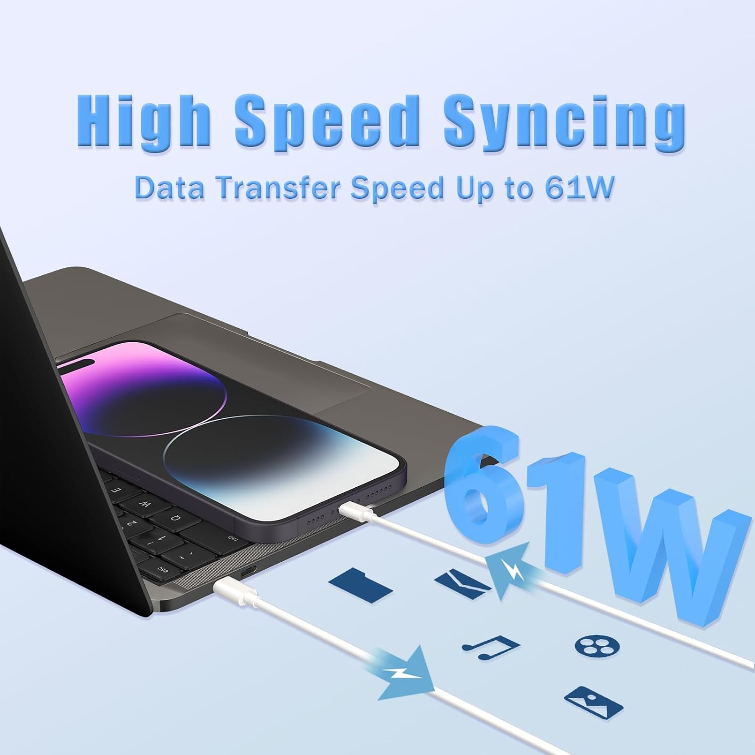 Mac Book Pro Charger,61W USB-C Power Adapter Charger for Macbook Pro 13 Inch/12 Inch/14 Inch Compatible with Macbook Air/I-Pad Pro/Type C Laptop,Included USB-C to USB-C Charger Cable(6.6Ft/2M)