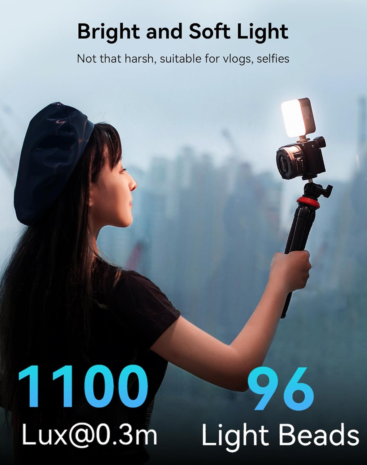 Smallrig P96 LED Video Light, Portable Camera Lights, 96 LED Beads for Photography Video Lighting, Rechargeable 2200Mah CRI 95+ 2700-6500K W 3 Cold Shoe - 3286B image number 4