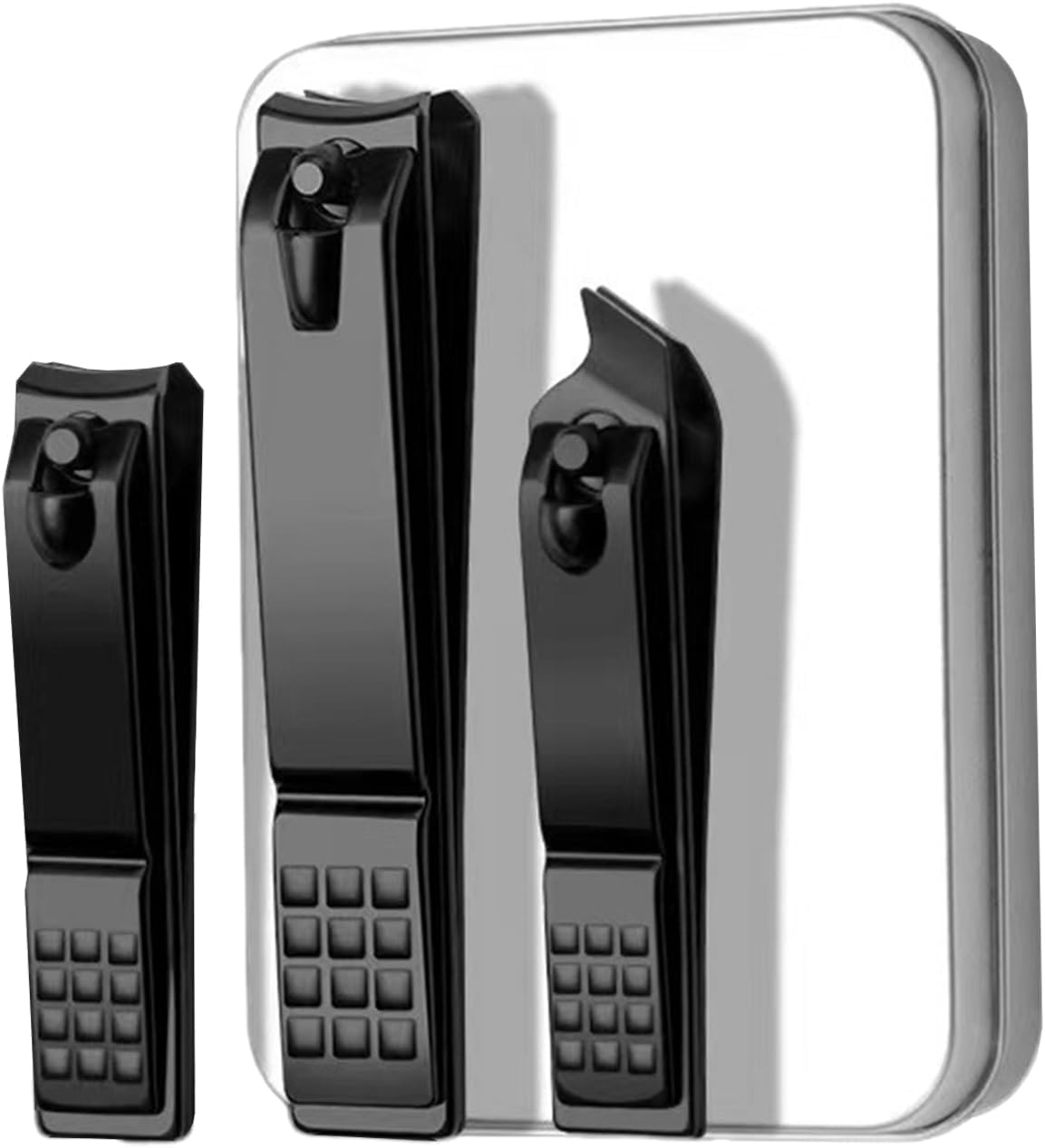 3PCS Nail Clipper Set,Stainless Steel Nail Trimmer with Metal Case for Trimming Toenails,Fingernails and Ingrown Nails,Home and Travel Use(Color:Black) image number 1