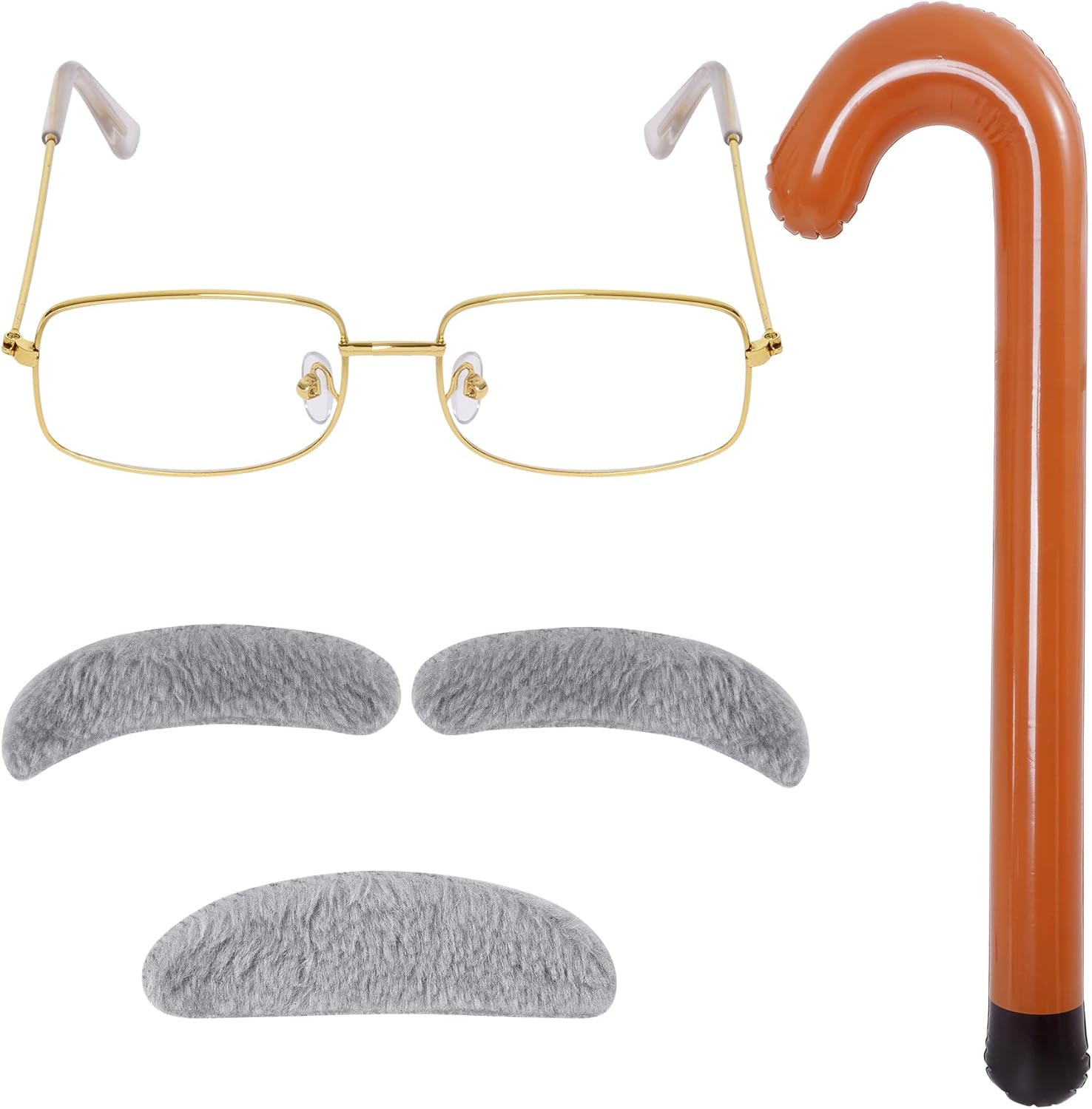 Dxhycc Old Man Costumefor Kids Boys 100 Day of School Grandpa Costume Accessories Including Glasses Inflatable Cane Moustache and Eyebrows Set