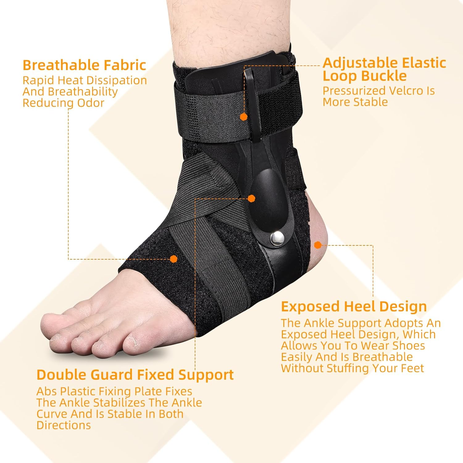 Ankle Brace with Arch Support Adjustable Ankle Stabilizer Brace Compression Sleeve and Plantar Splint Pain Relief, Perfect for Volleyball, Basketball, and Walking (S) image number 5