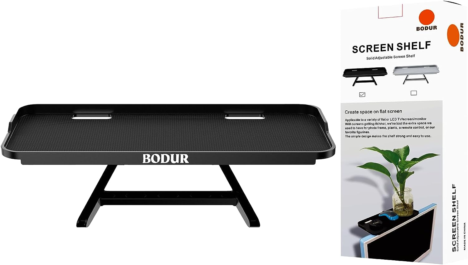 Bodur Top TV Monitor Shelf - Multifunctional Headboard Cable Box Holder , Ideal for behind Computer, DVD Player and Television Screen Stand Mount with Shelves & Shield Pro Attachment image number 3