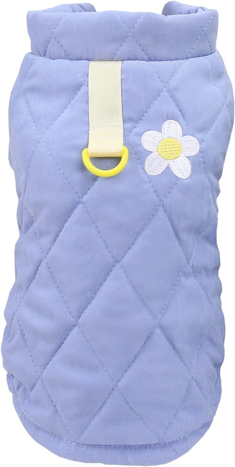 Dog Coat Cold Weather Coat Windproof Jacket Warm Dog Sweater Winter Thick Clothes Thick Vest Flower Tank Top Dog Coat for Small Dog Medium Cat (Blue, S) image number 2