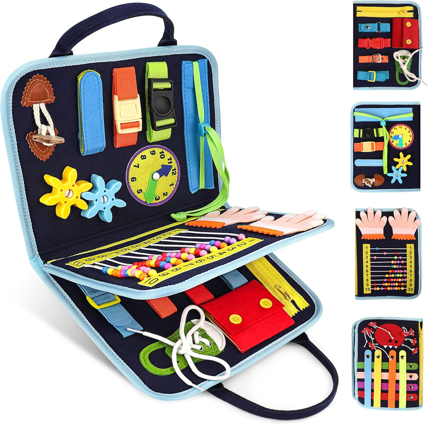 Montessori Busy Board Toys for Toddlers Ages 123456 Year Old Girls and Boys - Child Educational Preschool Sensory Book for Airplane and Car Travel image number 4