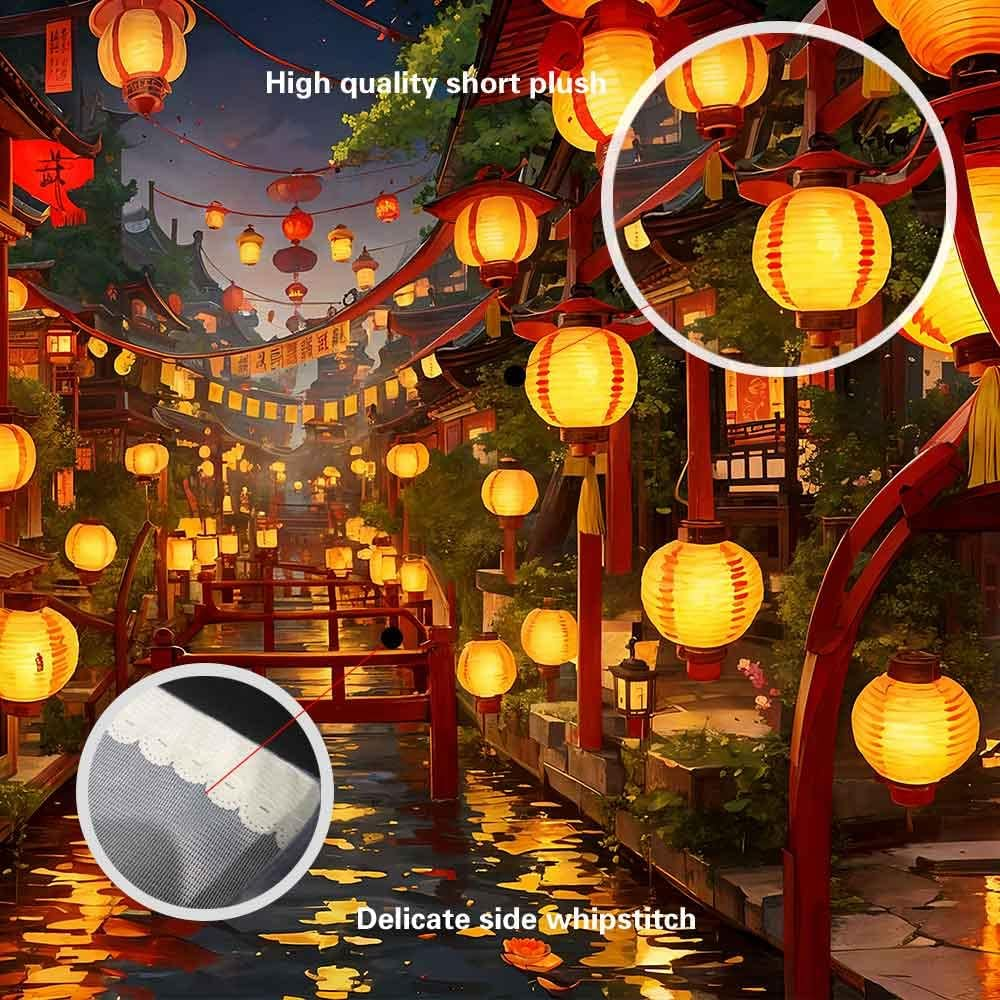 Ine Ive Japanese Tapestry Wall Hanging 80X60 Inches Japan Streets Filled with Lanterns Tapestry for Bedroom Living Room Dorm Decor image number 1