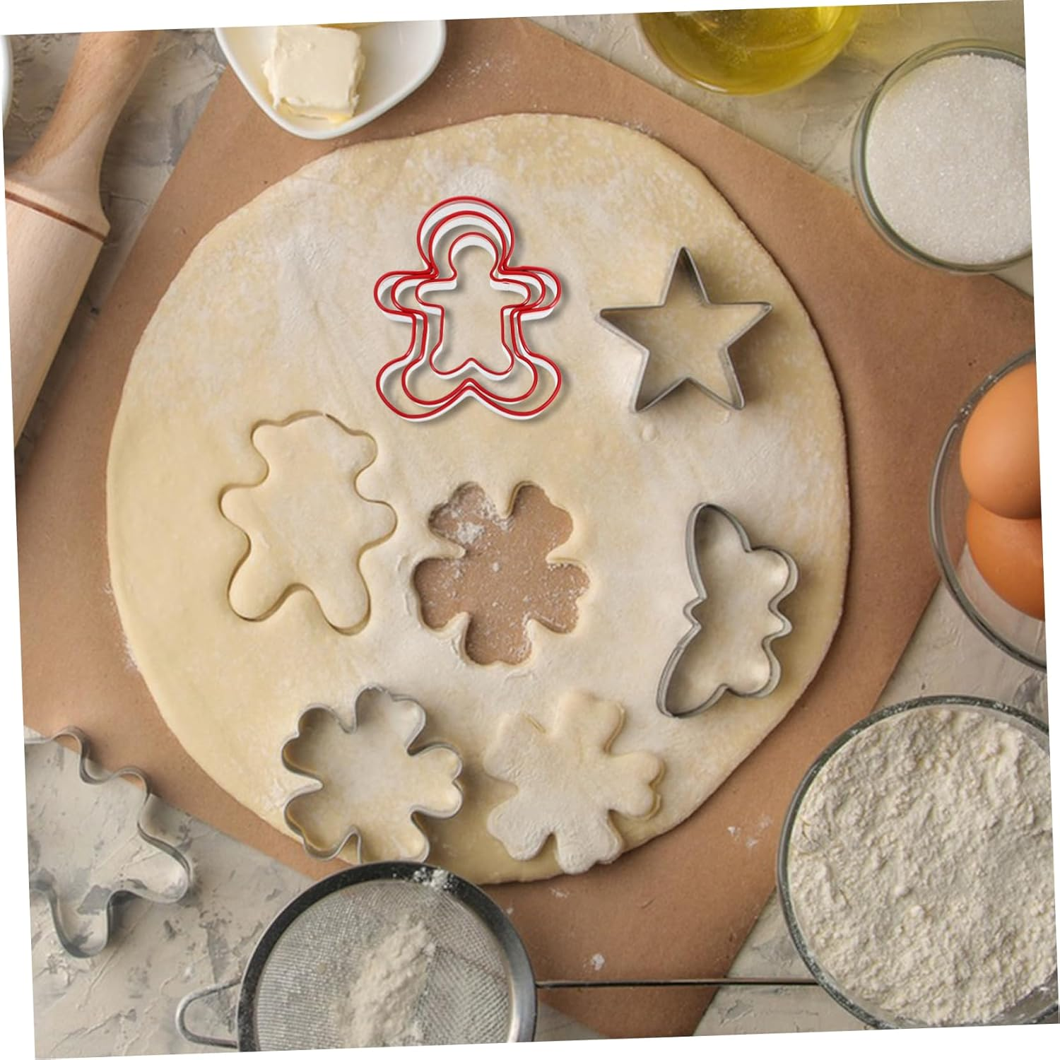 Luxshiny 3Pcs Gingerbread Man Mold for Cookie Baking Reusable Gingerbread Cutout Molds DIY Pastry Cutter for Christmas Cookie Shapes