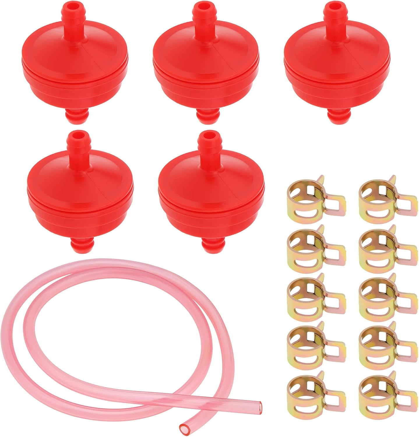 Windance Inline Fuel Filter Kit,Include 1 Meter 1/4 Inch ID Fuel Hose 5Pcs Fuel Filters 10Pcs Tube Clamp Fuel Line Replacement for Motorcycle/Tractor/Lawn Mower/Boats/Atv/Go Karts