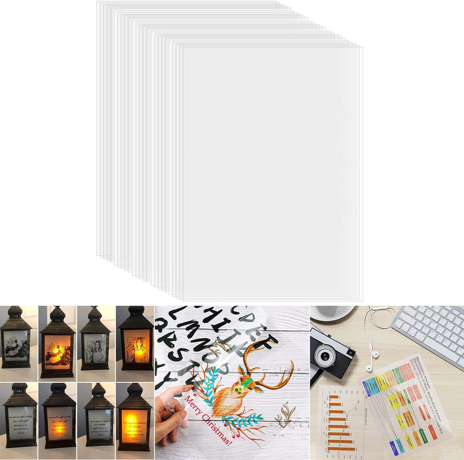 VANANA Transparency Paper Film for Inkjet Printers, 25 Sheets A4 Size Quick Dry, 100% Clear Transparency Film for Overhead Projector Screen Prints Copier image number 6