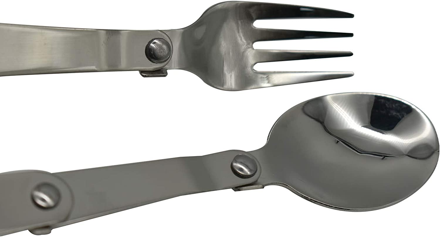 Maydahui 6 PCS Foldable Spoon Fork Portable Camping Cutlery SUS 18/10（304）Stainless Steel Spork Multi-Functional Folding Fruit Forks for Travel Outdoors Tableware Hiking Survival Camping