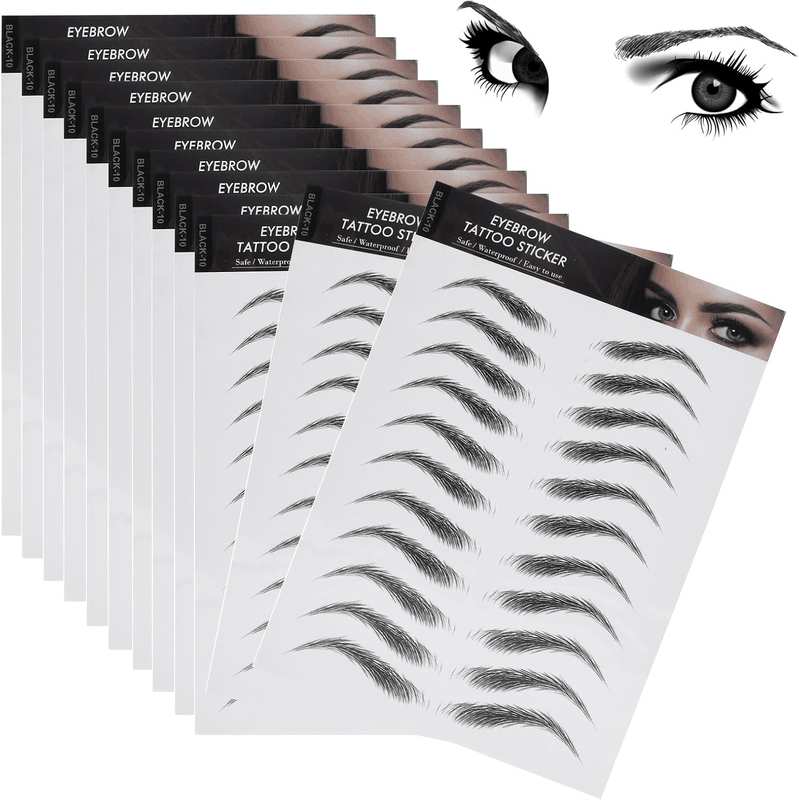 Molain 4D Hair-Like Eyebrow Tattoos - 12 Sheets Waterproof Long-Lasting Eyebrow Transfers - Peel off Stickers - Classic Style, 132 Pairs image number 1