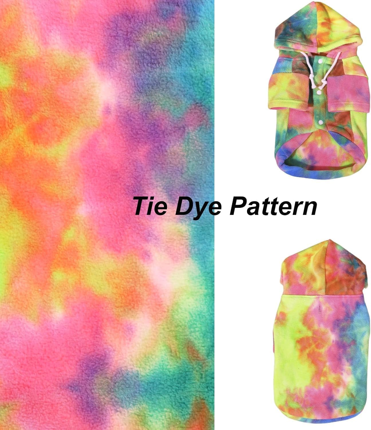 Tie Dye Dog Cat Fashionable Casual Hooded Sweat Shirt (Bandhnu, M) image number 3